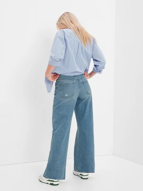 GAP Quần Jeans Dài Bé Gái - Mid Rise Wide Leg
