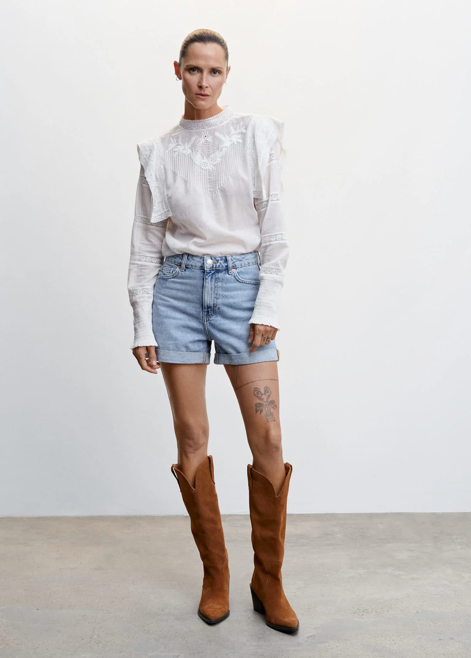 MANGO Quần Ngắn Nữ Mom80