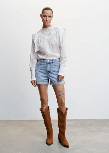 MANGO Quần Ngắn Nữ Mom80