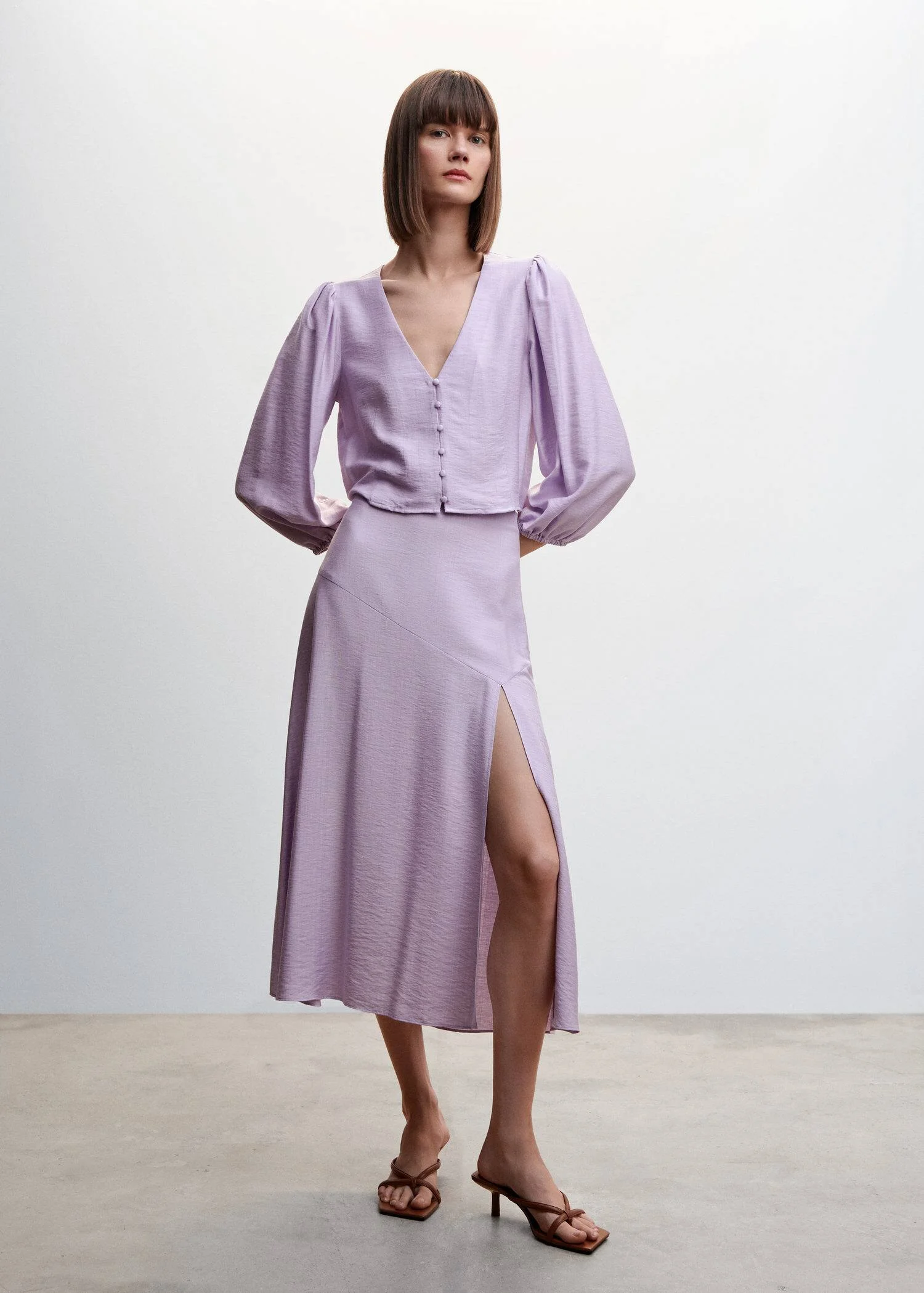 MANGO Chân Váy Nữ Mufflin