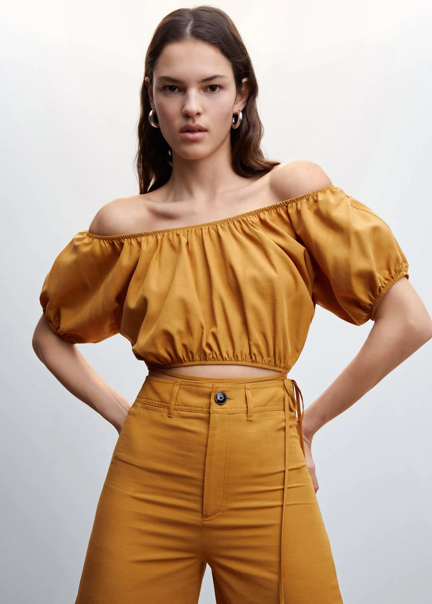 MANGO Áo Kiểu Yellow