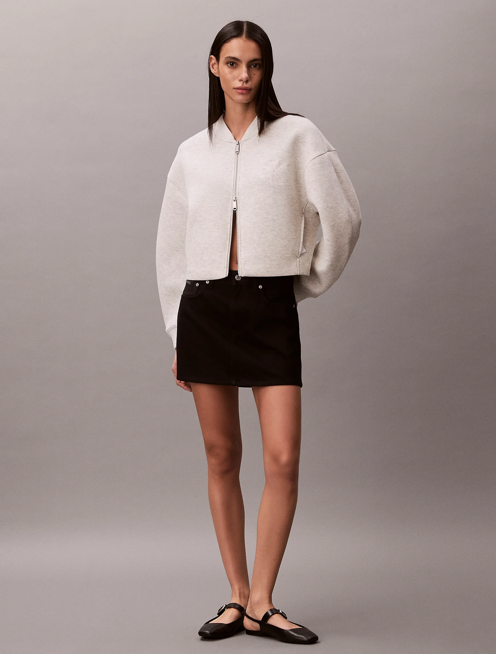 CK JEANS Áo Khoác Nữ Cropped Sporty Scuba Bomber