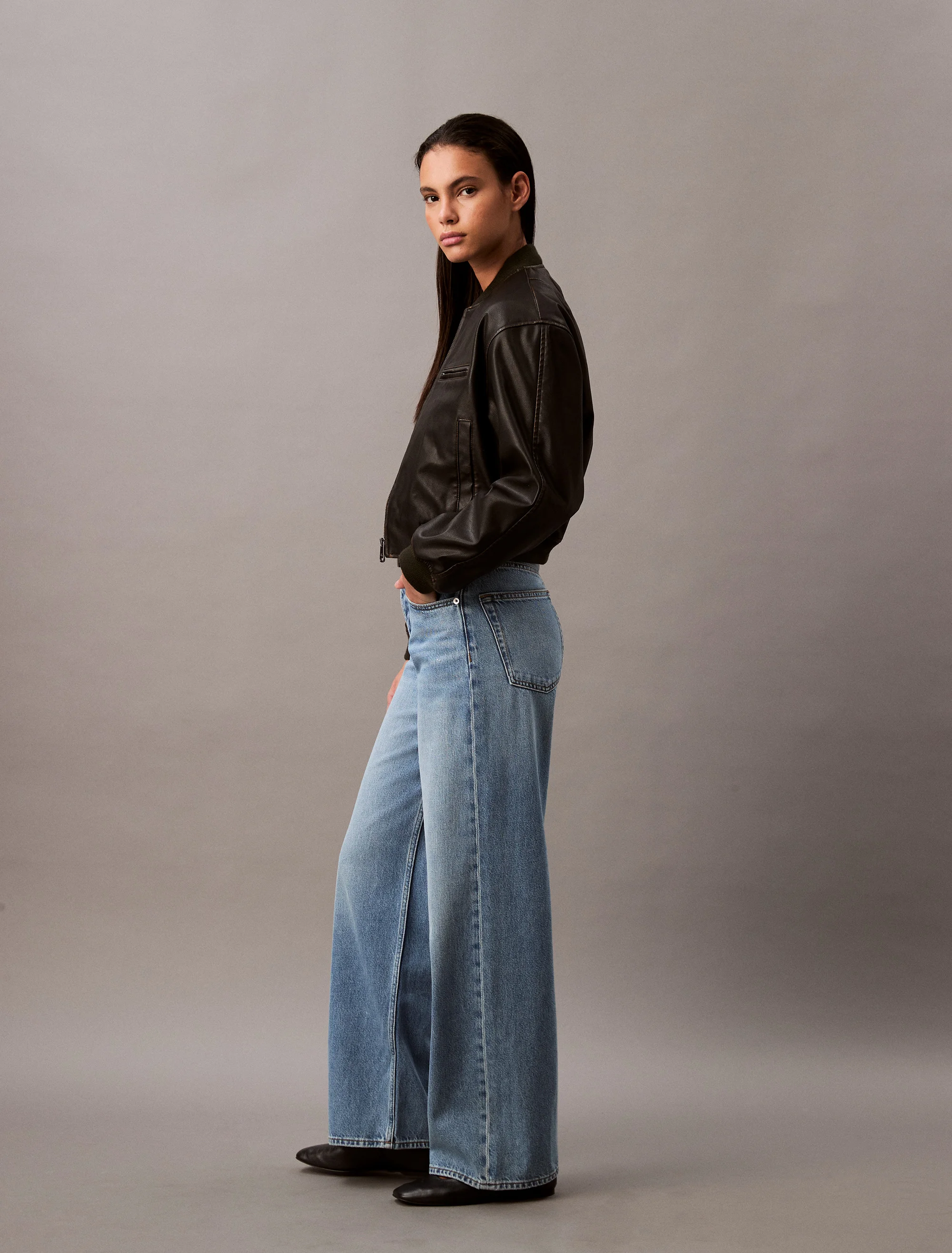 CK JEANS Quần Jeans Nữ Wide Leg Fit