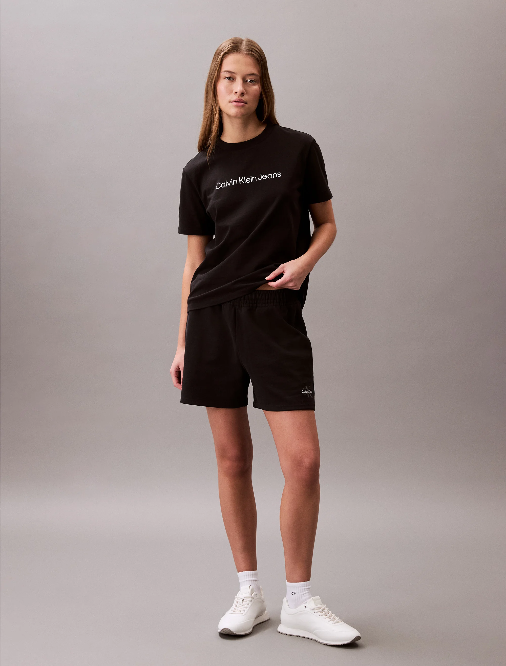 CK JEANS Quần Ngắn Nữ Monologo French Terry Short
