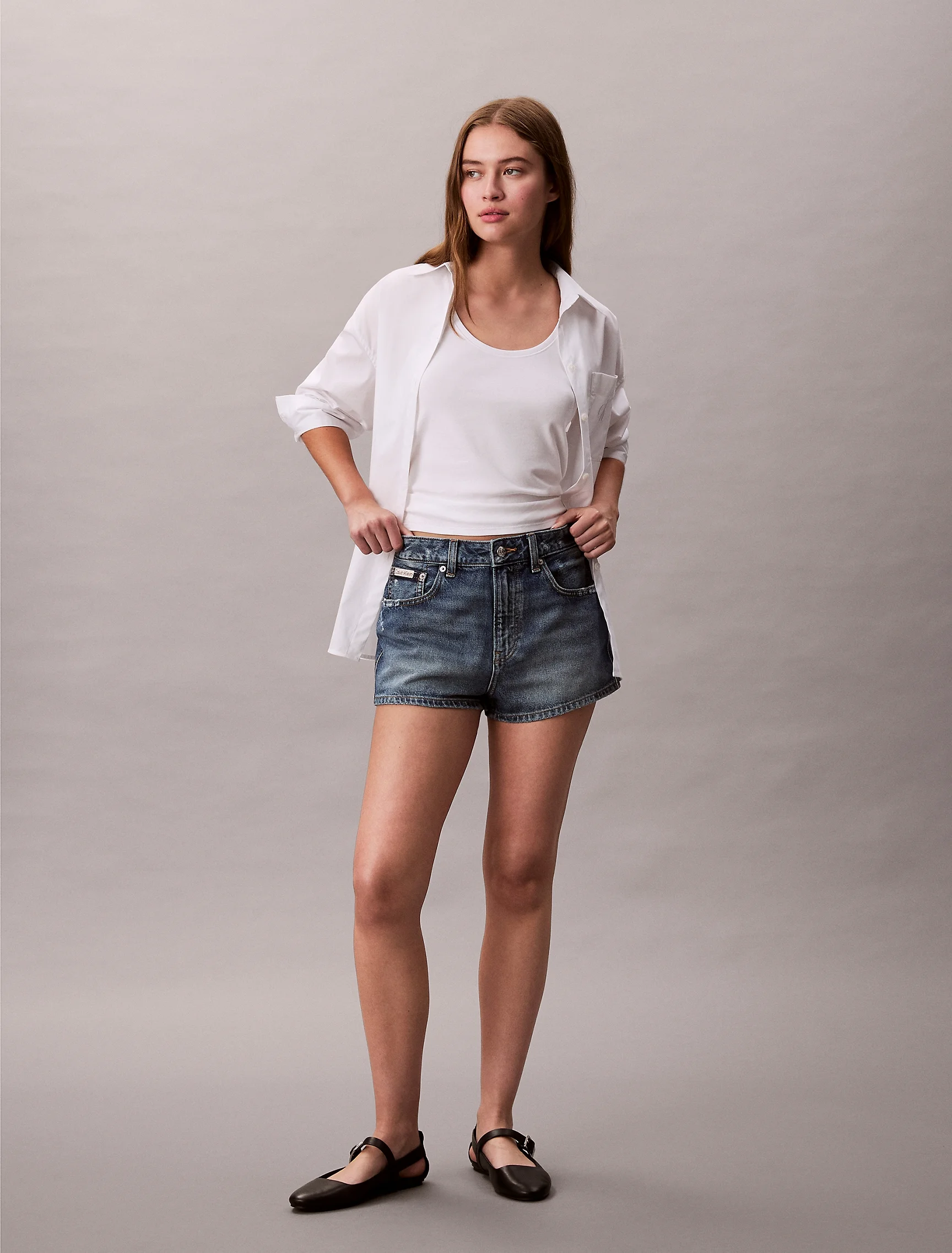 CK JEANS Quần Ngắn Nữ High Rise Fit