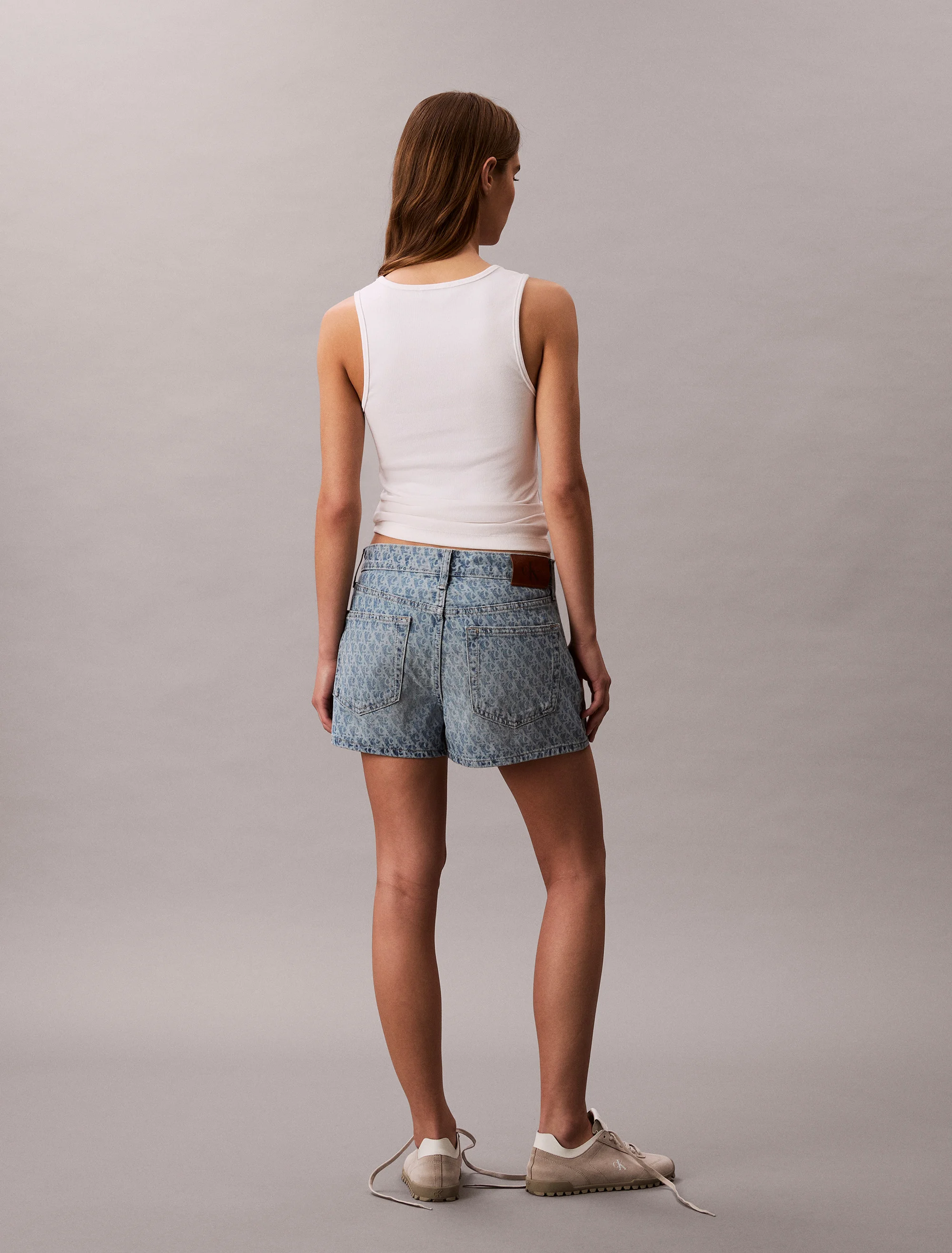 CK JEANS Quần Ngắn Nữ 90s Fit Printed Denim Short