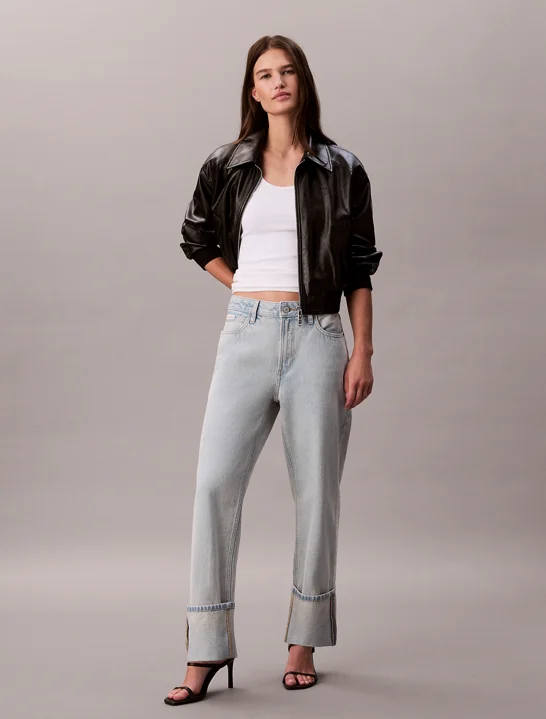 CK JEANS Quần Jeans Nữ Relaxed Crop Fit