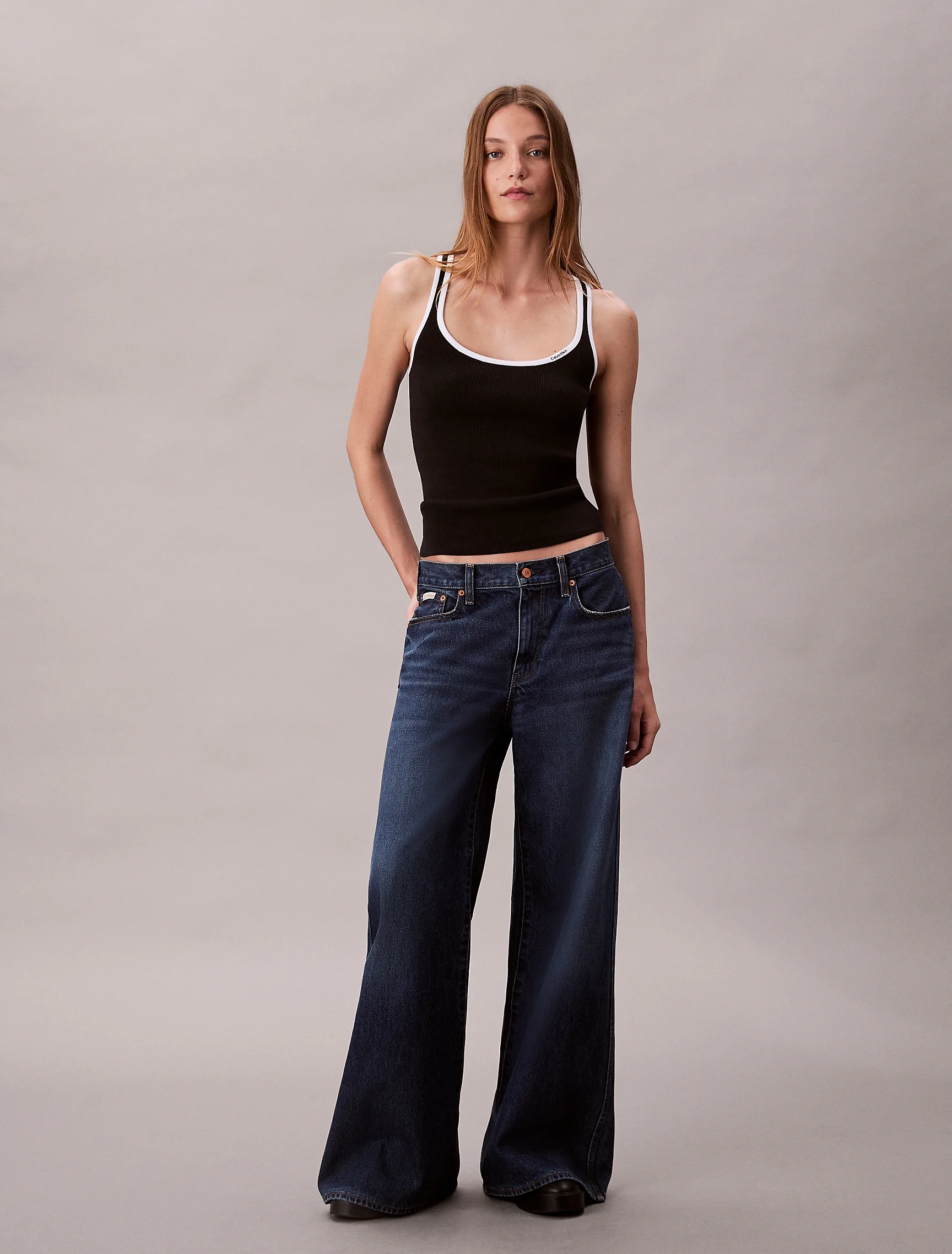 CK JEANS Áo Len Nữ Ctn Rib Tank With Color Block