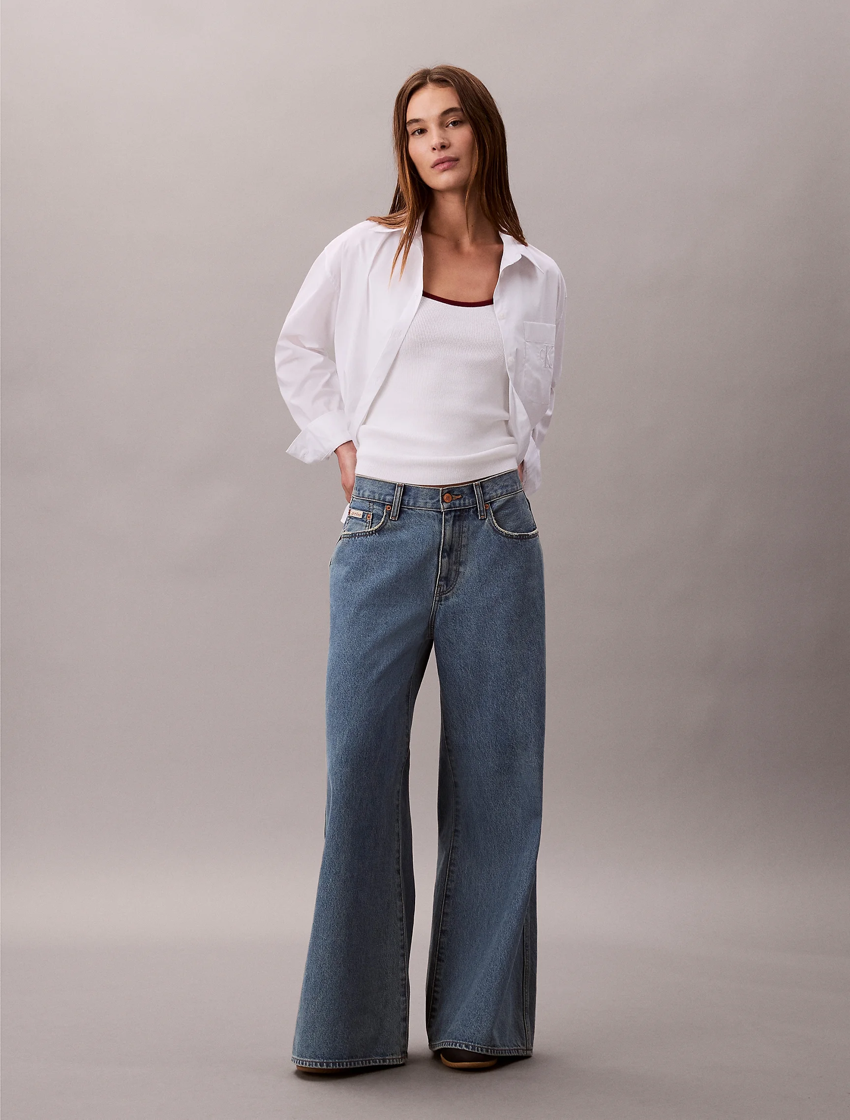 CK JEANS Áo Len Nữ Ctn Rib Tank With Color Block
