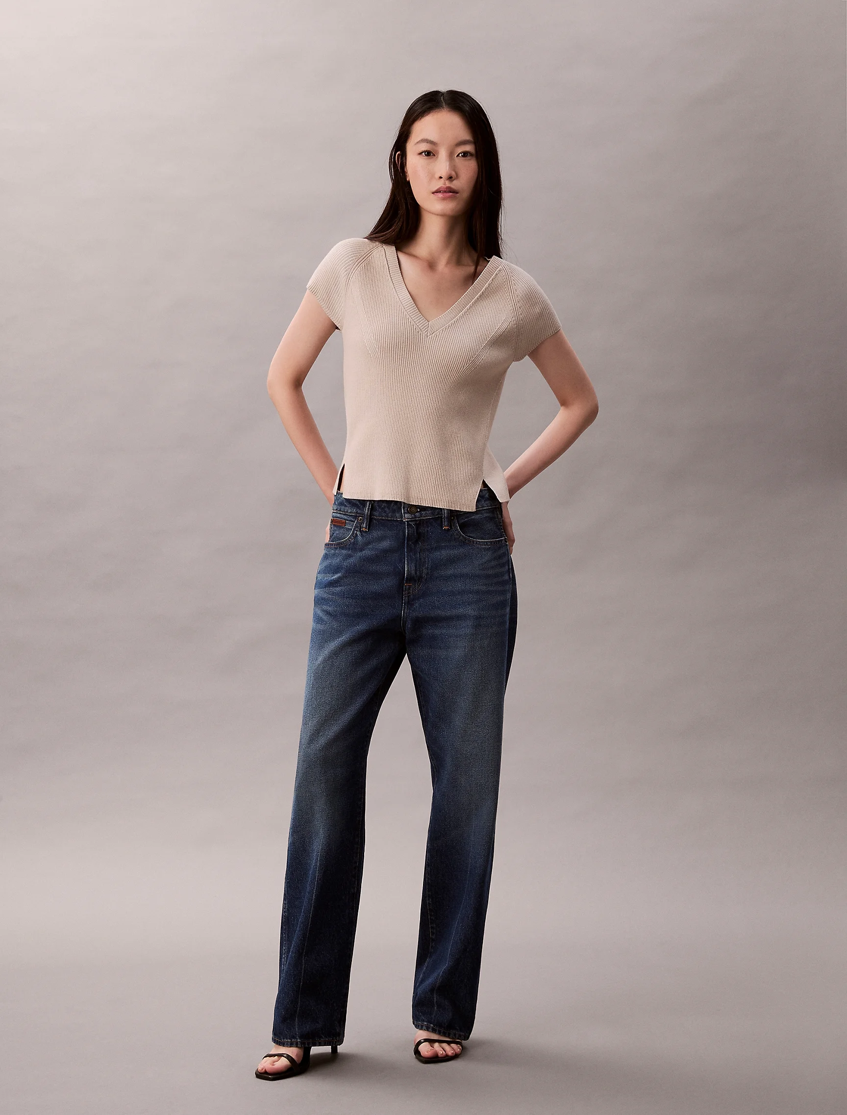 CK JEANS Áo Len Nữ Snowy Plaited Sleeveless Muscl