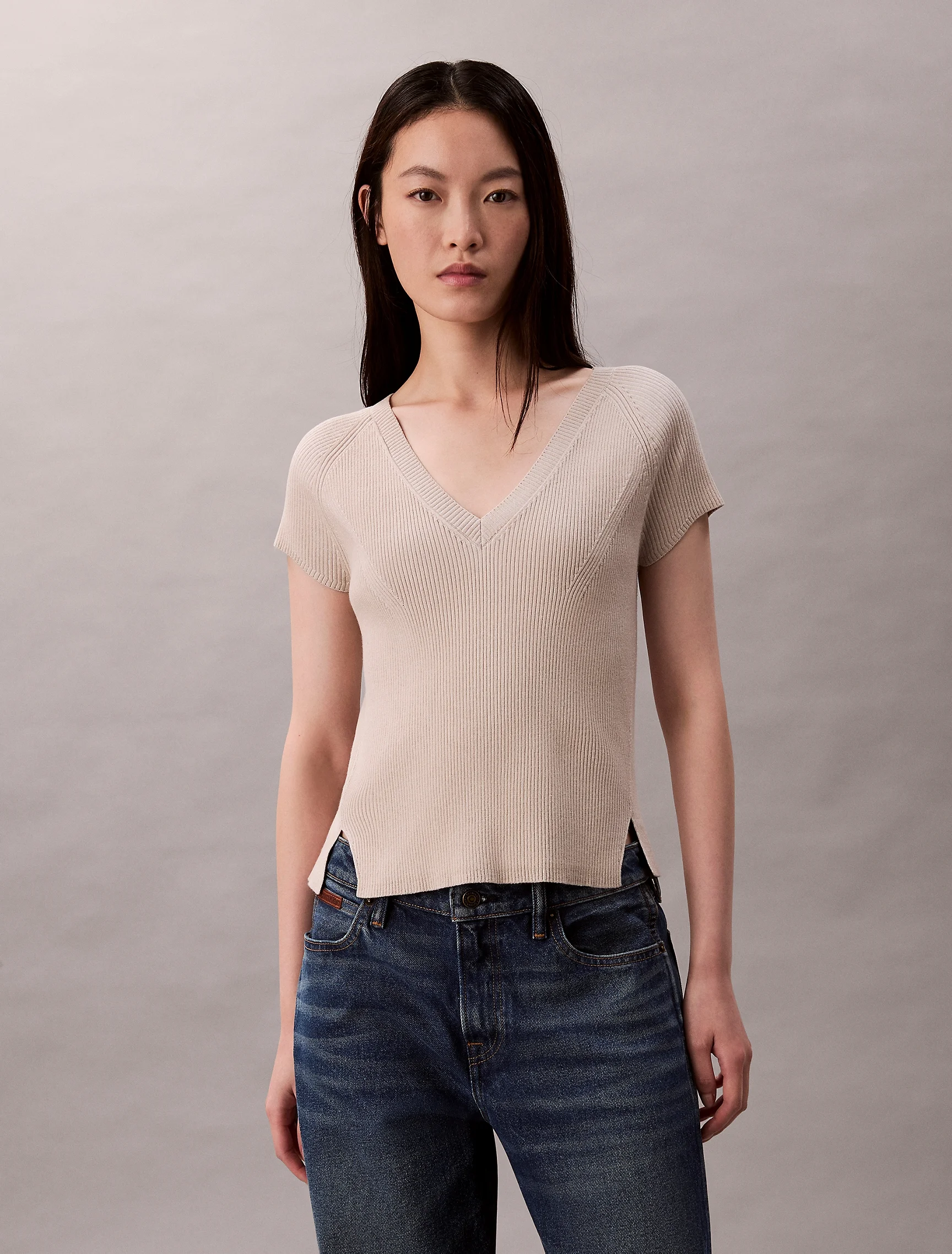 CK JEANS Áo Len Nữ Snowy Plaited Sleeveless Muscl