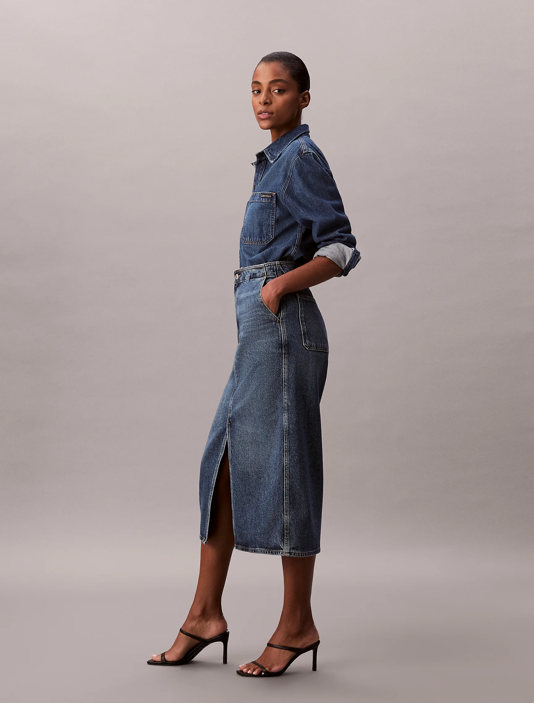CK JEANS Chân Váy Nữ Midi Fit