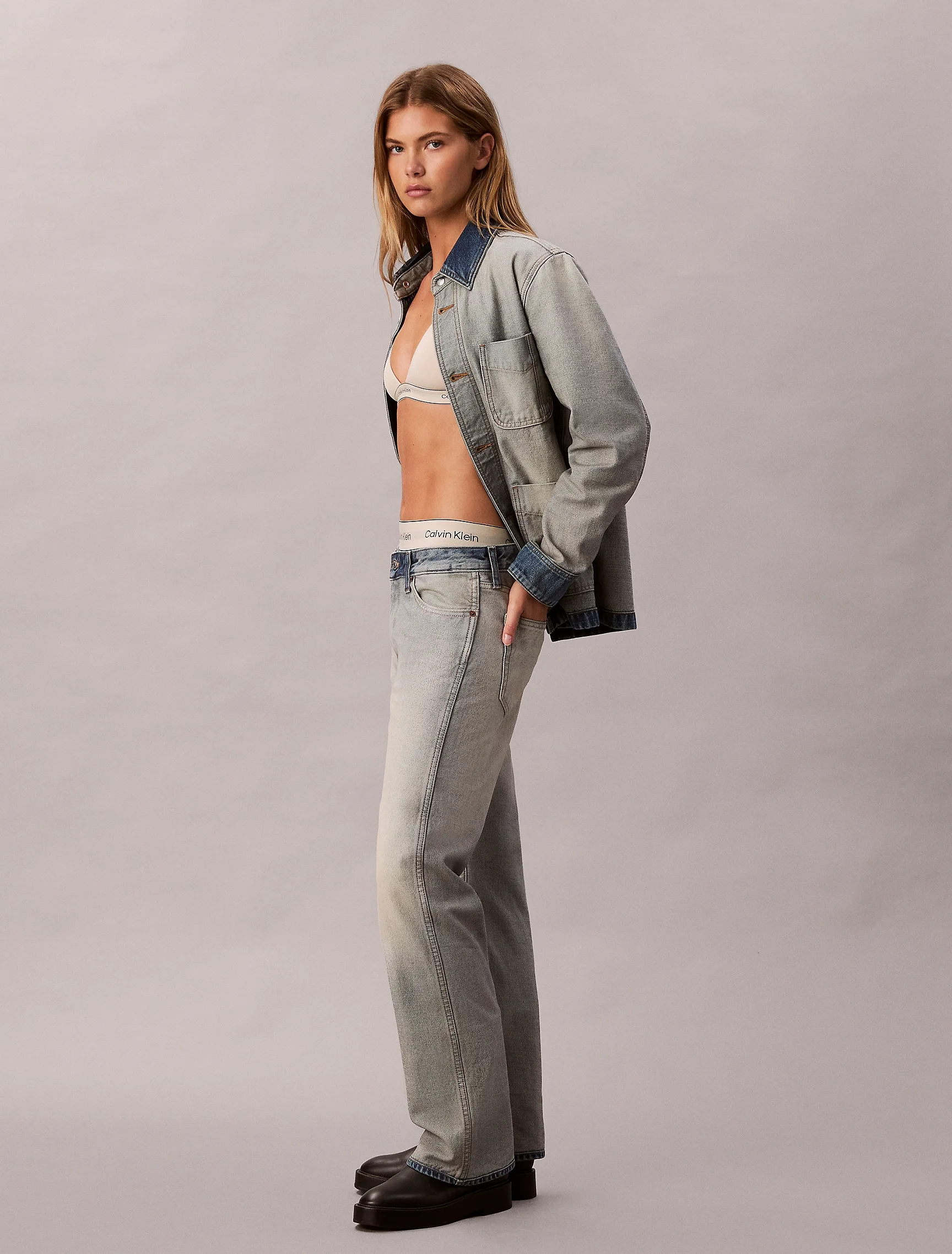 CK JEANS Quần Jeans Nữ Relaxed Bootcut Fit