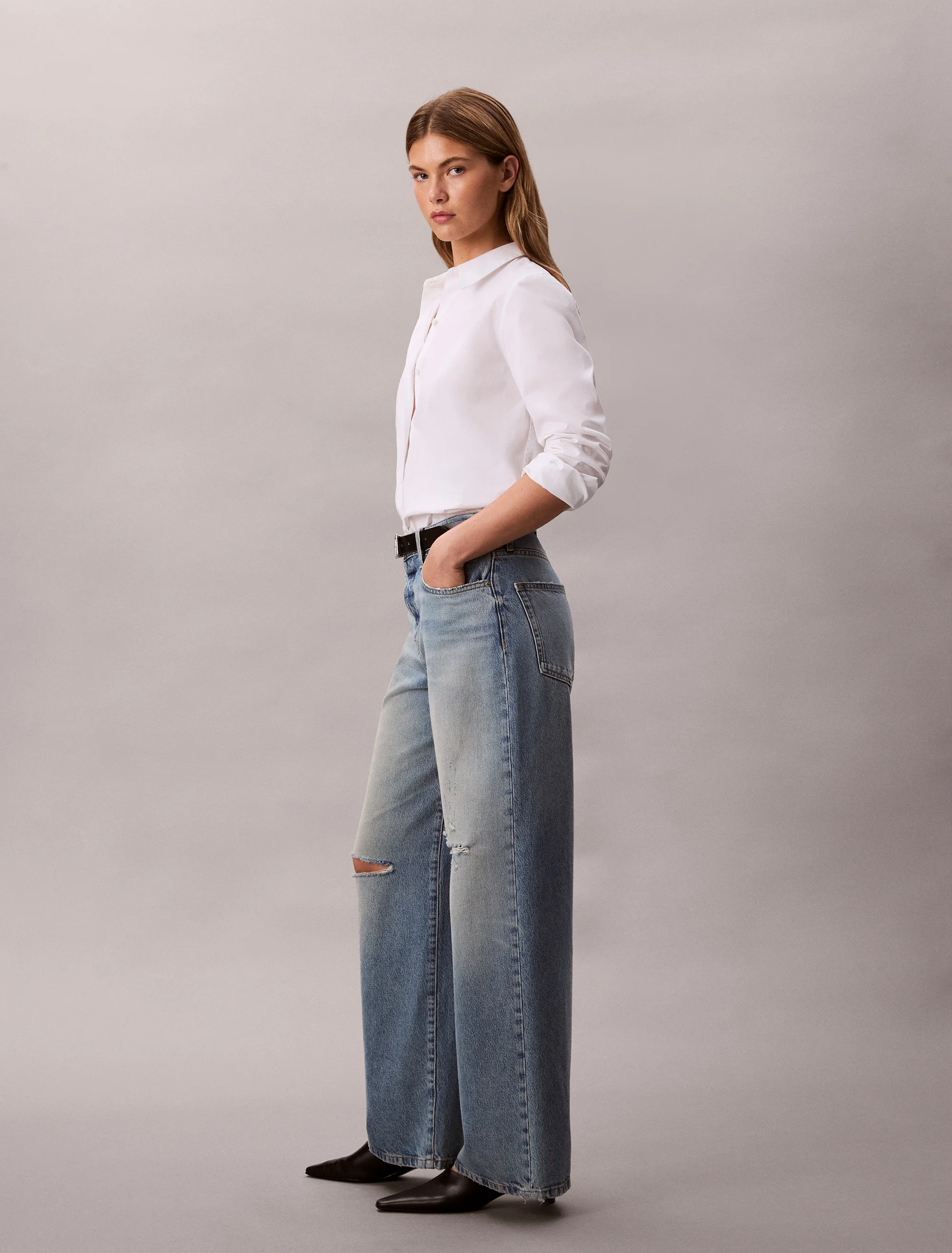 CK JEANS Quần Jeans Nữ Wide Leg Fit