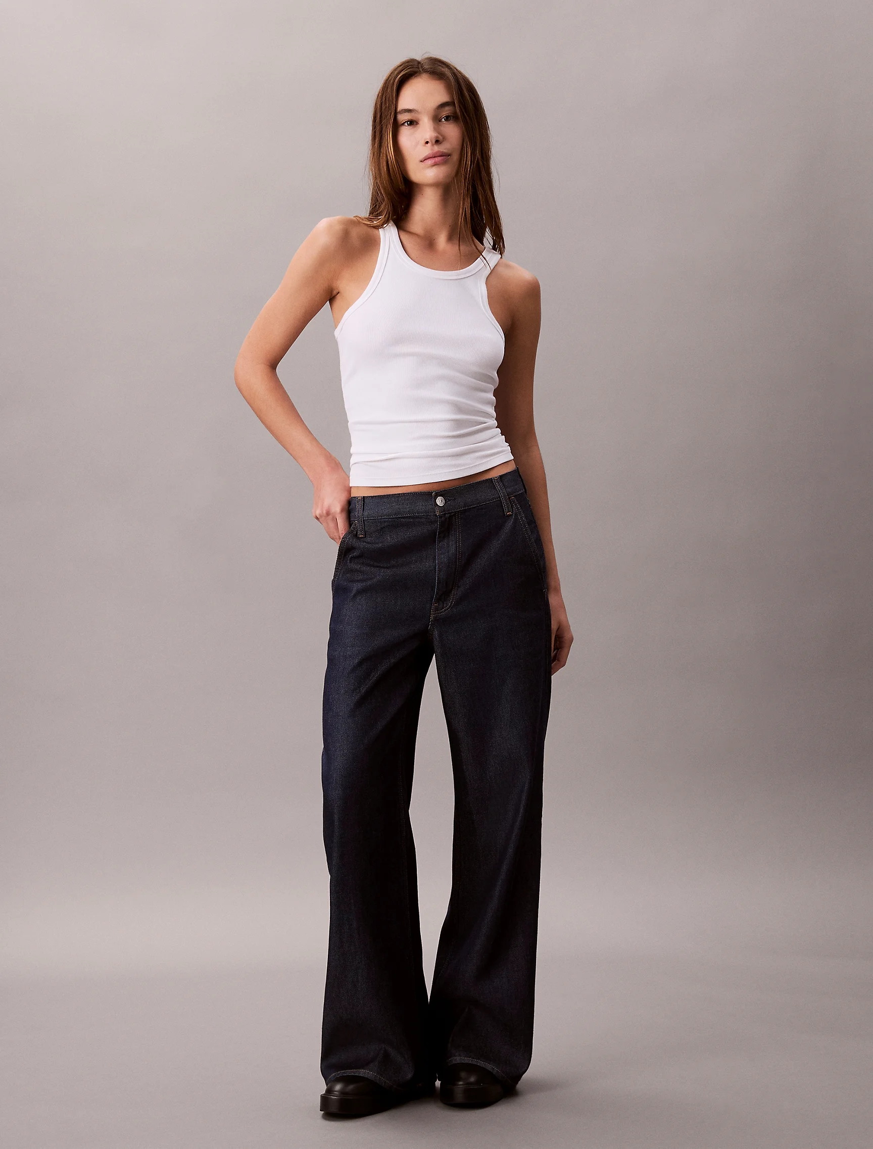 CK JEANS Quần Jeans Nữ Ultra High Wide Leg Fit