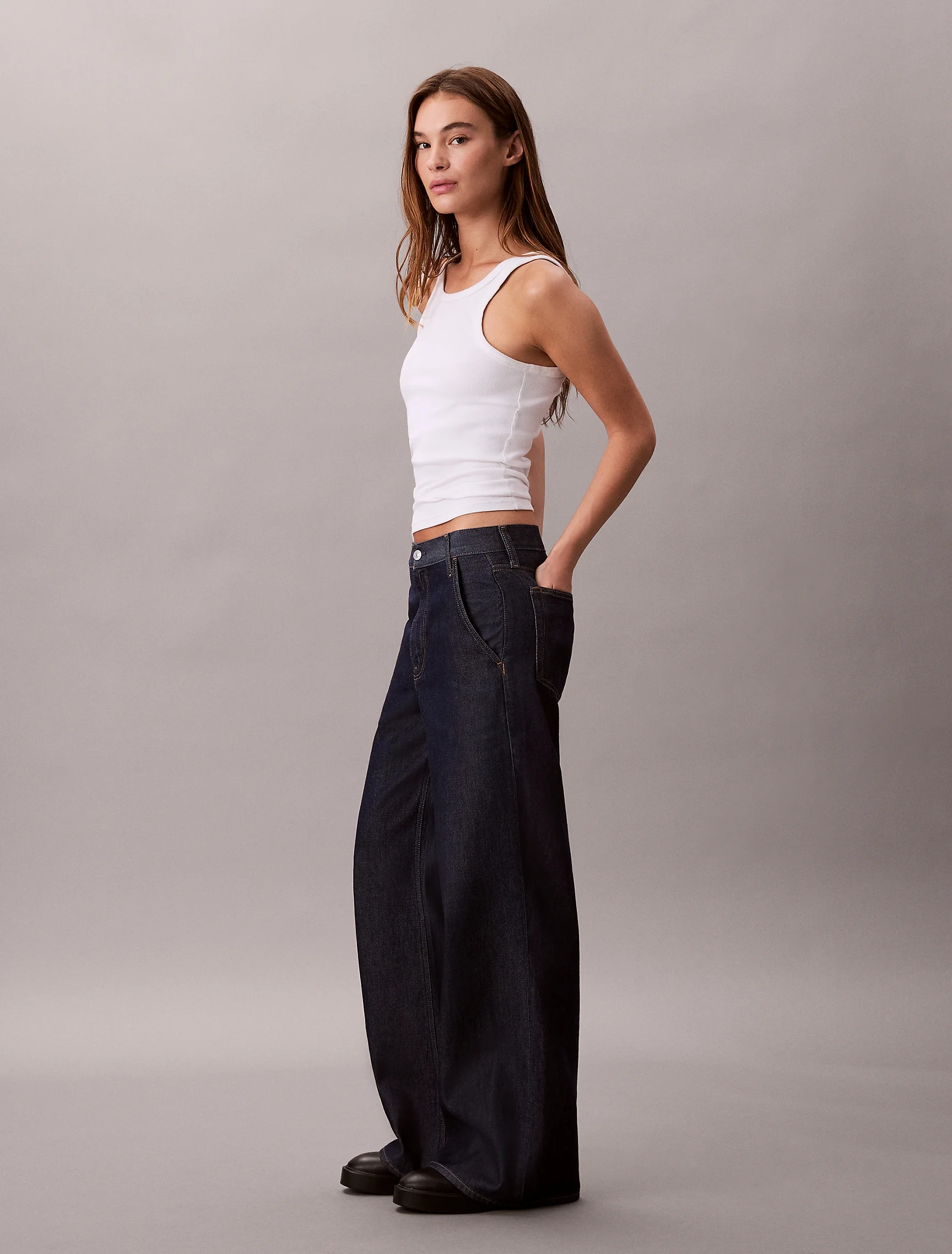 CK JEANS Quần Jeans Nữ Ultra High Wide Leg Fit