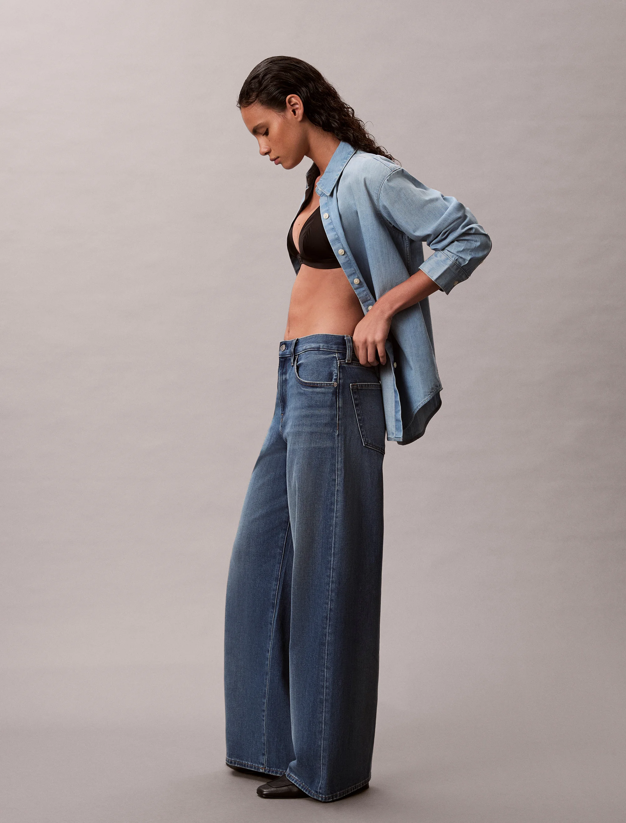 CK JEANS Quần Jeans Nữ Wide Leg Fit