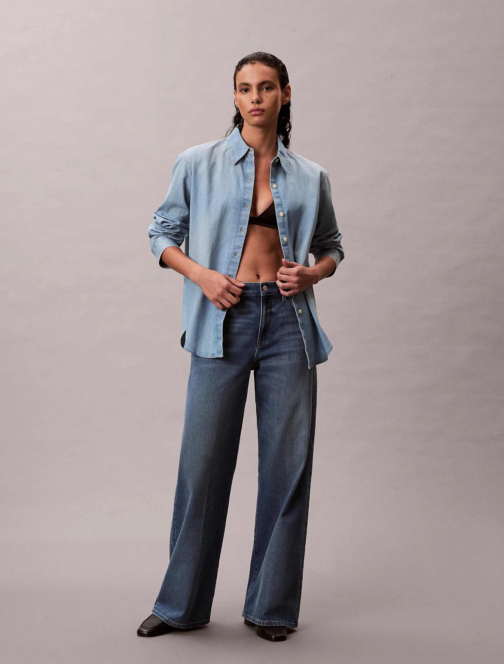CK JEANS Quần Jeans Nữ Wide Leg Fit