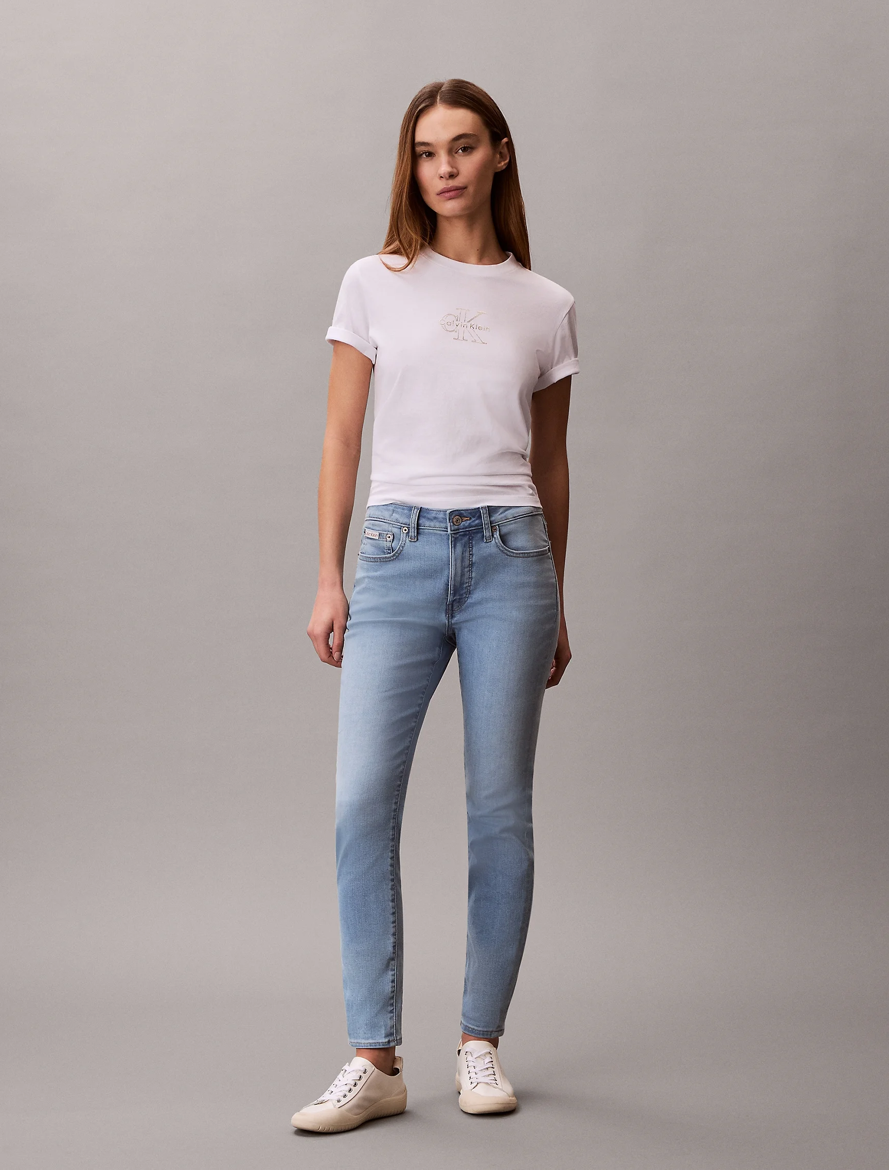 CK JEANS Áo Thun Nữ Classic Foil Monologo Tee