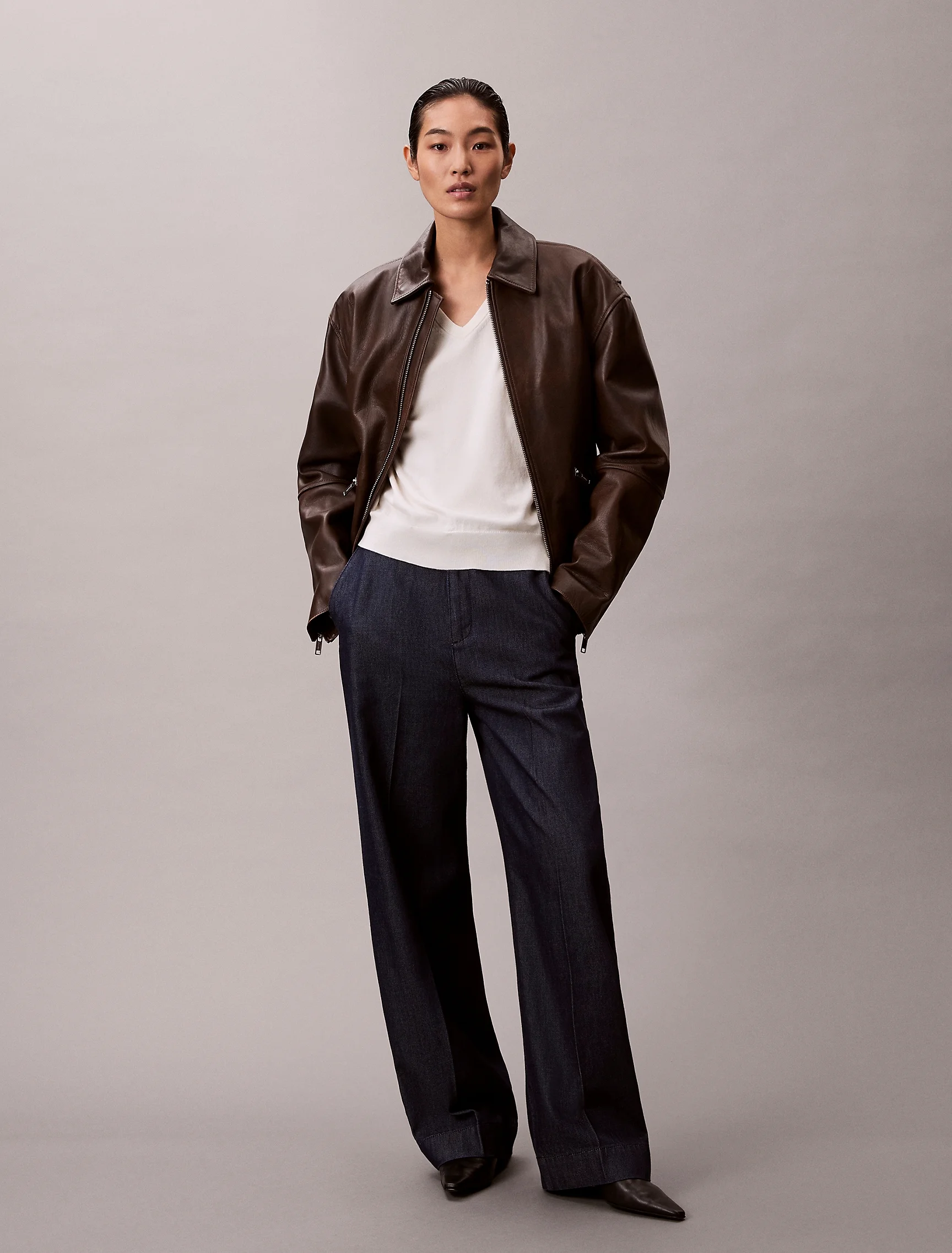 CK JEANS Quần Jeans Nữ Ultra High Wide Leg Fit