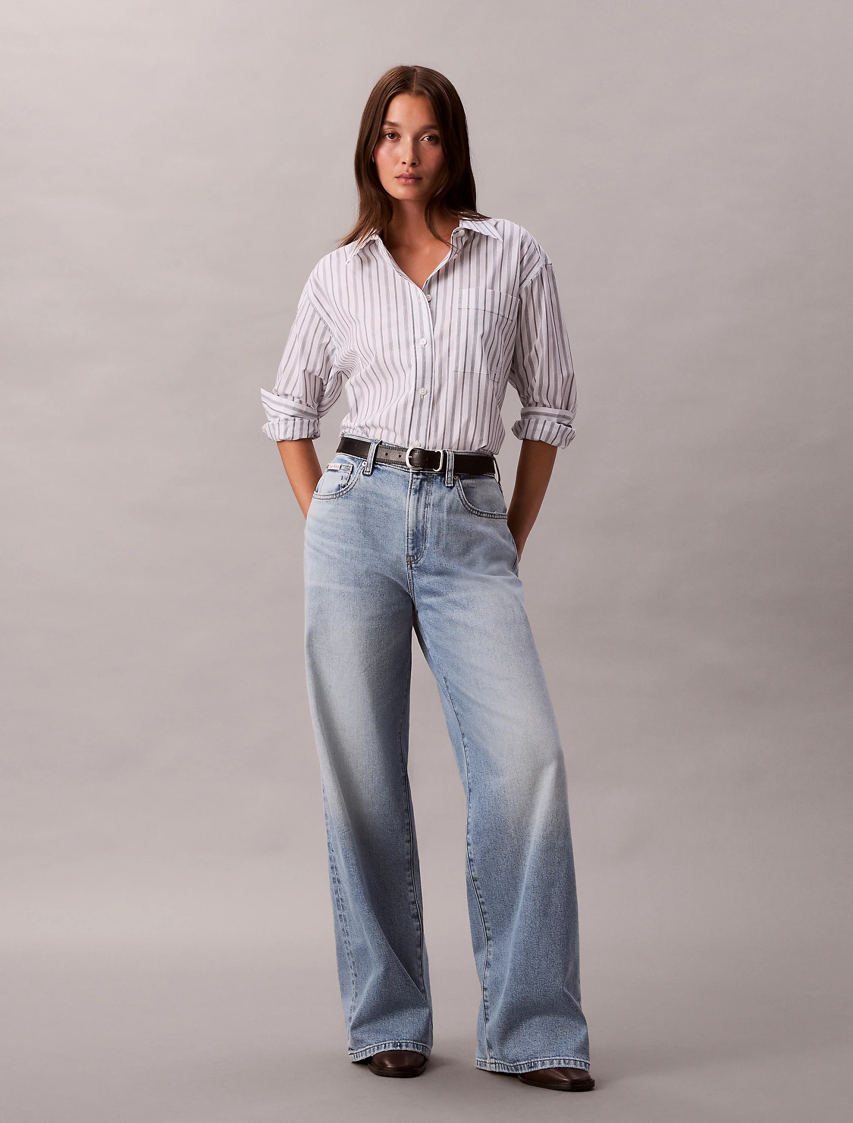 CK JEANS Quần Jeans Nữ Wide Leg Fit
