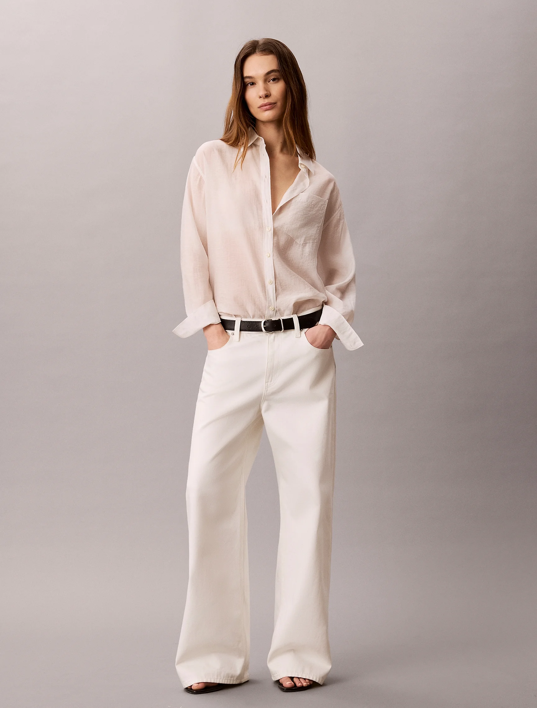 CK JEANS Áo Sơ Mi Nữ Voile Relaxed Shirt