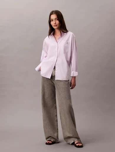 CK JEANS Áo Sơ Mi Nữ Cotton Poplin Relaxed Shirt