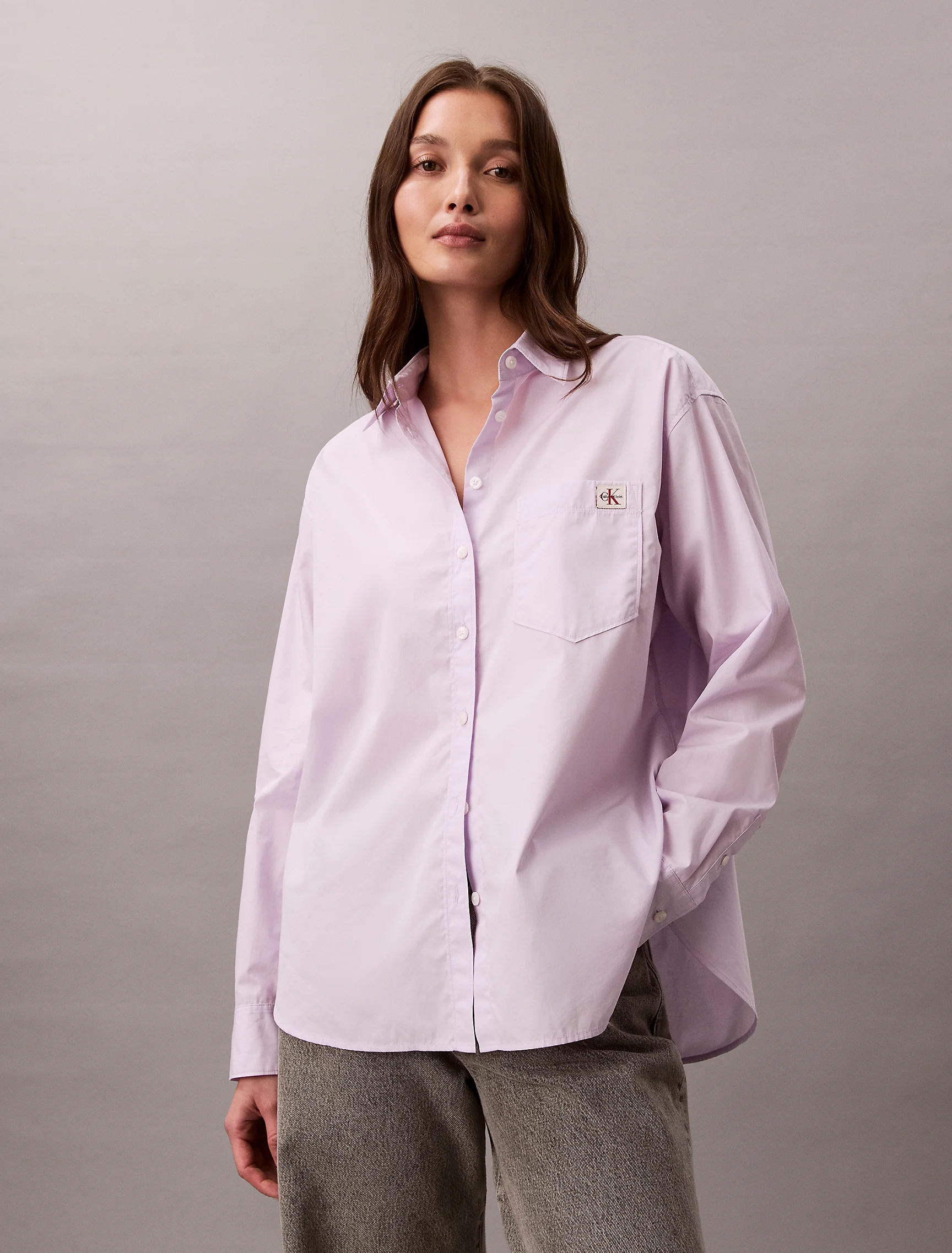 CK JEANS Áo Sơ Mi Nữ Cotton Poplin Relaxed Shirt