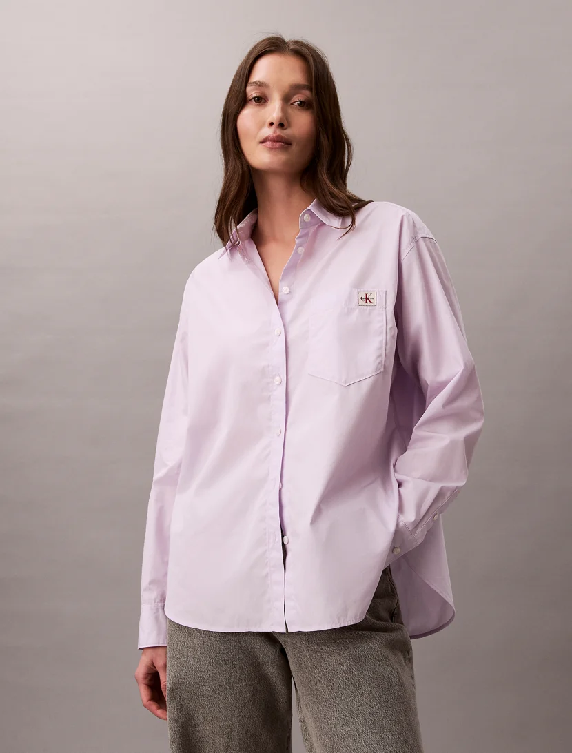 CK JEANS Áo Sơ Mi Nữ Cotton Poplin Relaxed Shirt