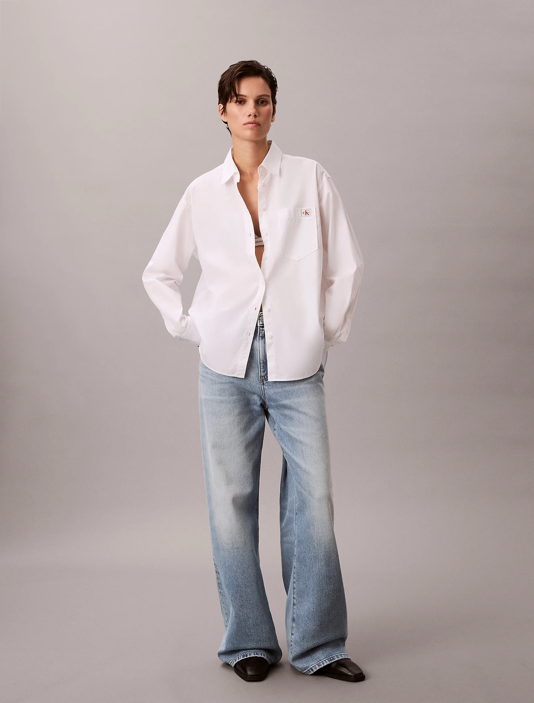 CK JEANS Áo Sơ Mi Nữ Cotton Poplin Relaxed Shirt