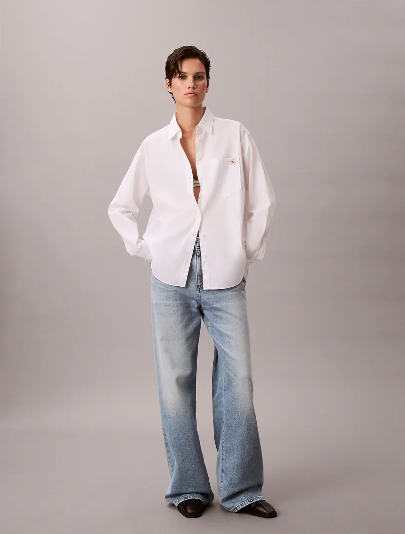 CK JEANS Áo Sơ Mi Nữ Cotton Poplin Relaxed Shirt