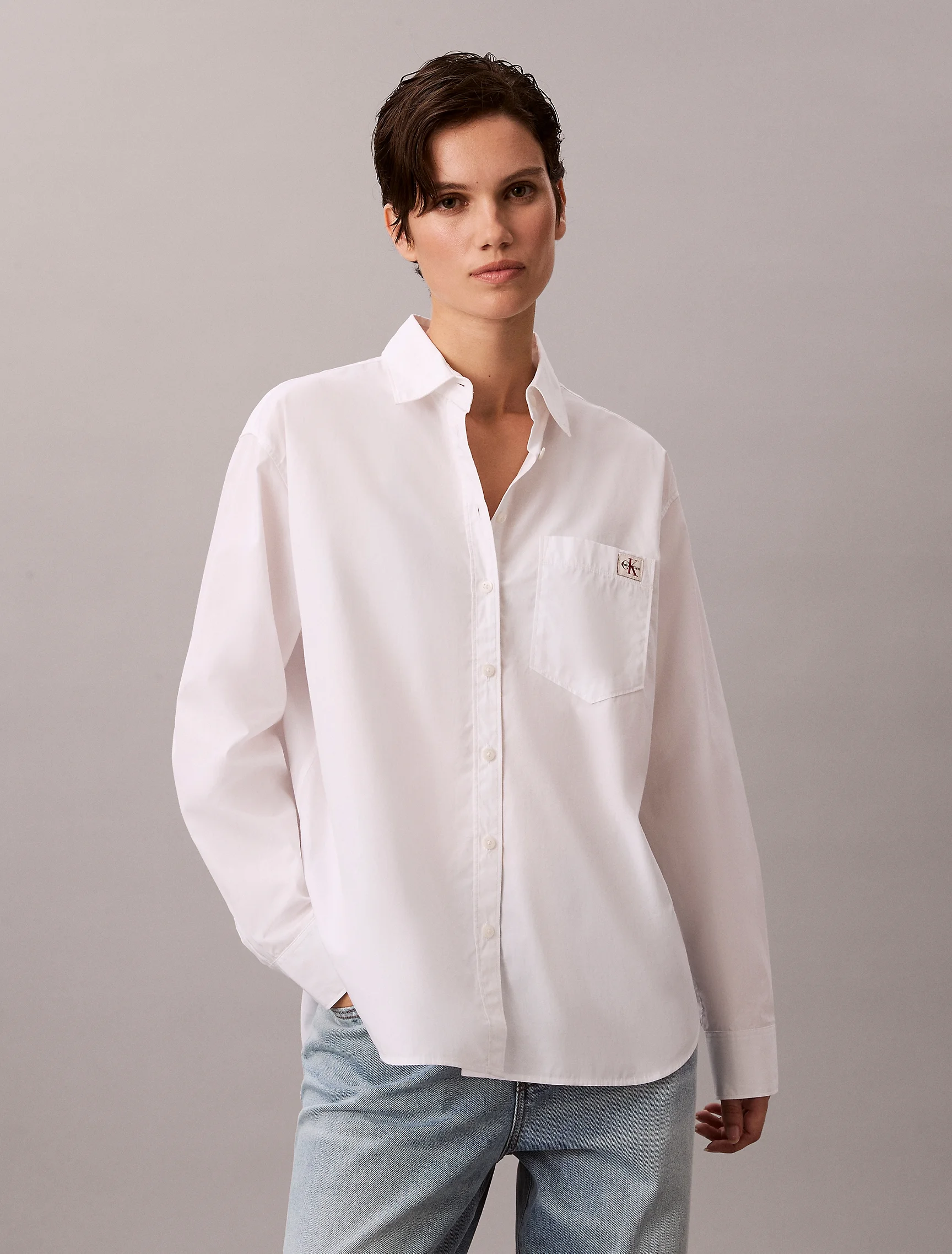 CK JEANS Áo Sơ Mi Nữ Cotton Poplin Relaxed Shirt