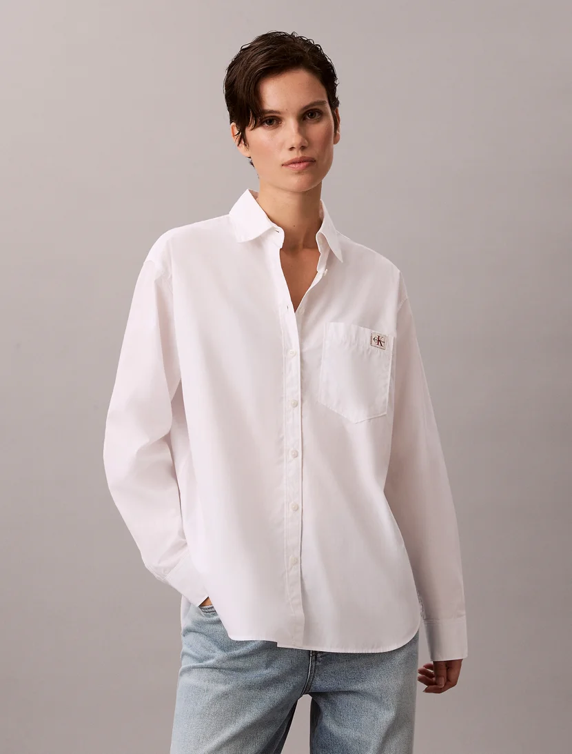 CK JEANS Áo Sơ Mi Nữ Cotton Poplin Relaxed Shirt