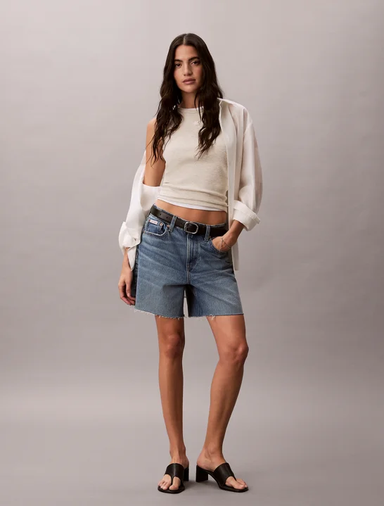 CK JEANS Áo Ba Lỗ Nữ Slim Waffle Racerback Top