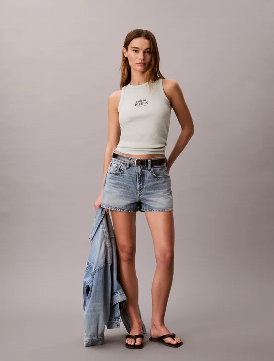 CK JEANS Áo Ba Lỗ Nữ Logo Graphic Rib Tank Top