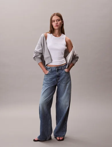 CK JEANS Áo Ba Lỗ Nữ Logo Graphic Rib Tank Top
