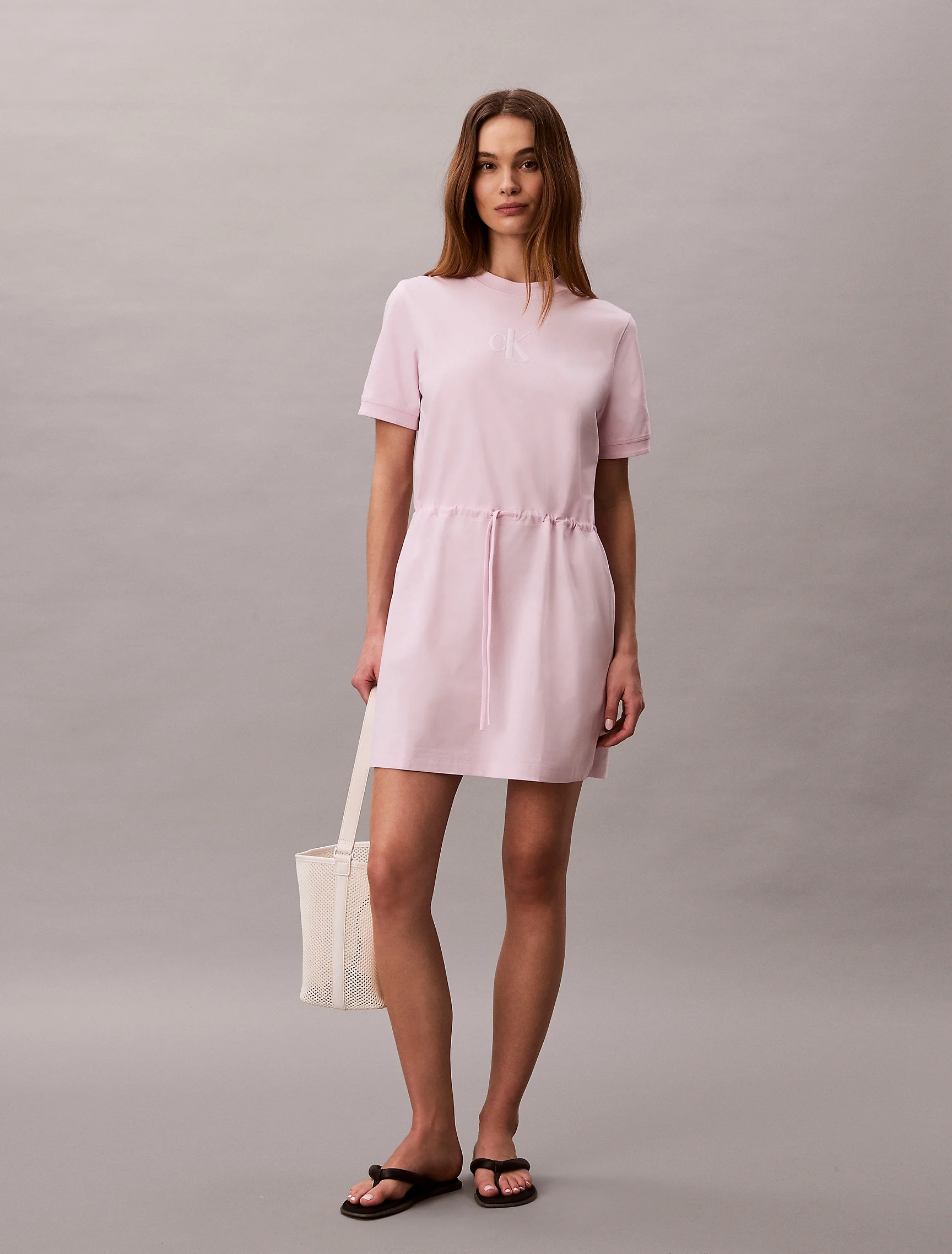 CK JEANS Đầm Nữ Cooling Tie Waist T-Shirt Dress