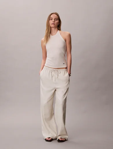 CK JEANS Áo Len Nữ Linen Blend Halter Top