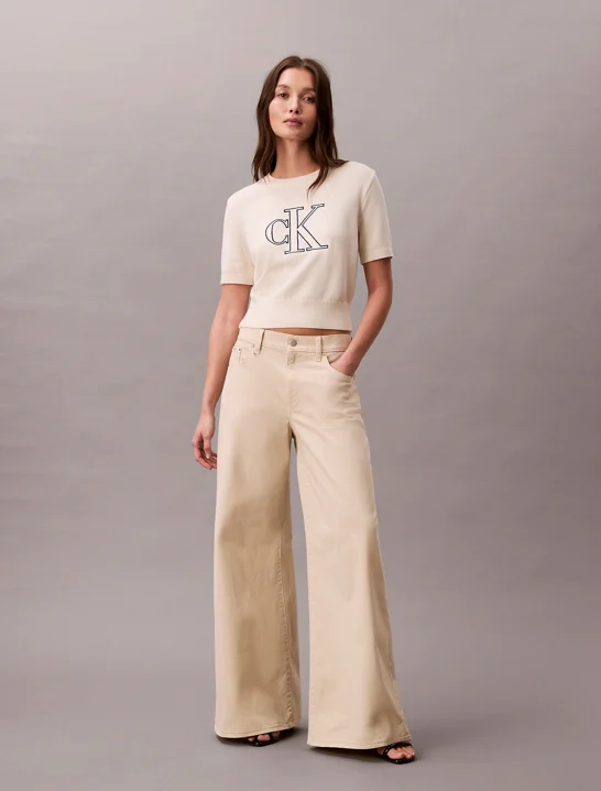 CK JEANS Áo Len Nữ Monogram Cropped Sweater