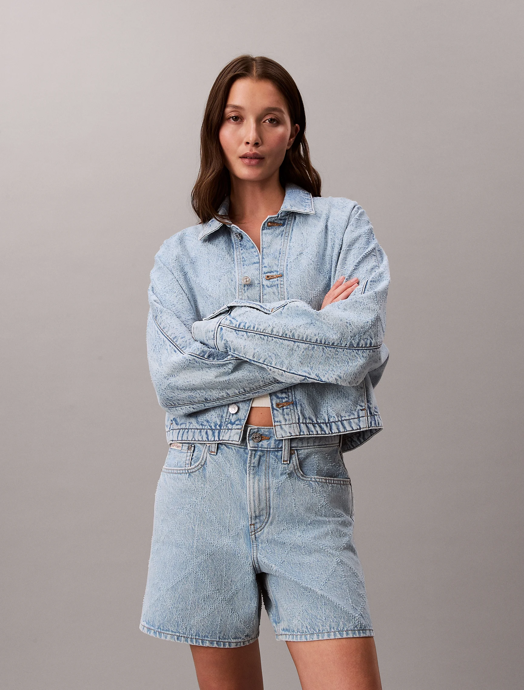 CK JEANS Áo Khoác Nữ Denim Relaxed Trucker Jacket
