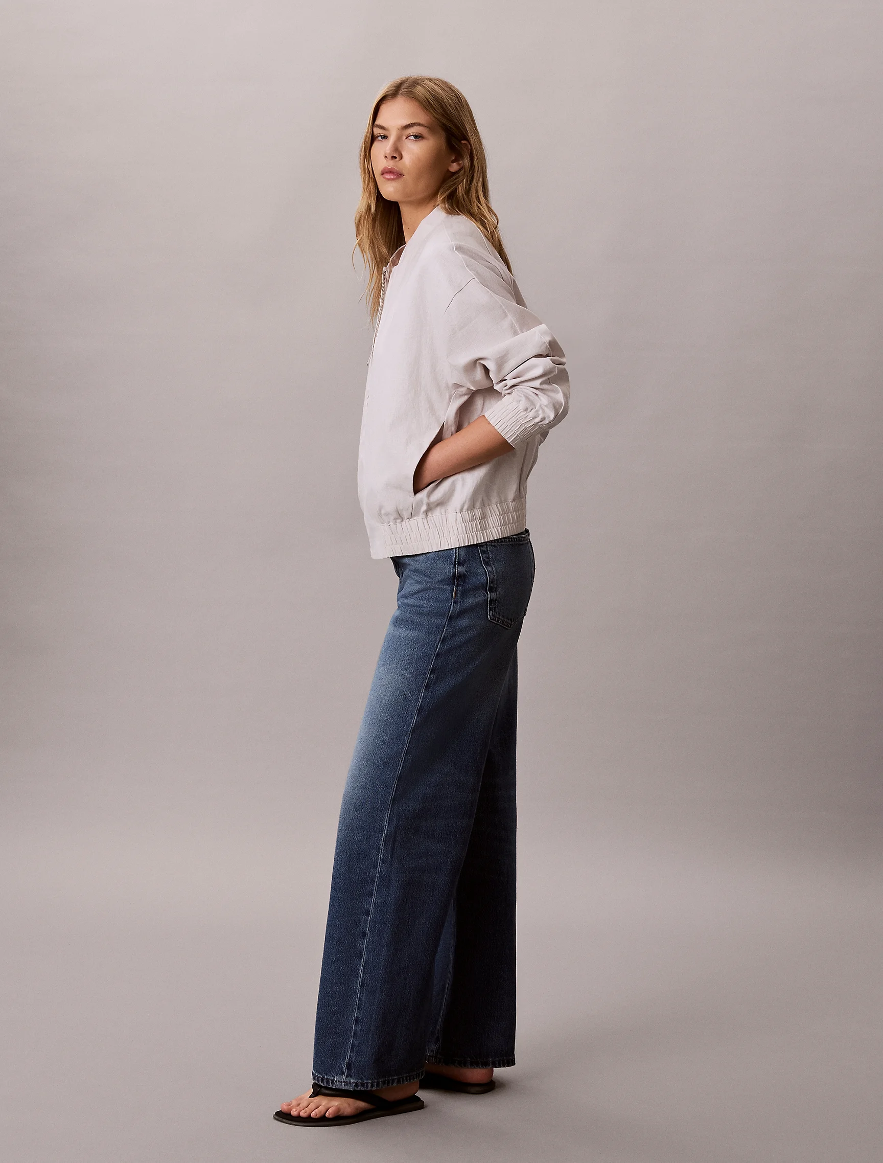 CK JEANS Áo Khoác Nữ Linen Bomber Jacket