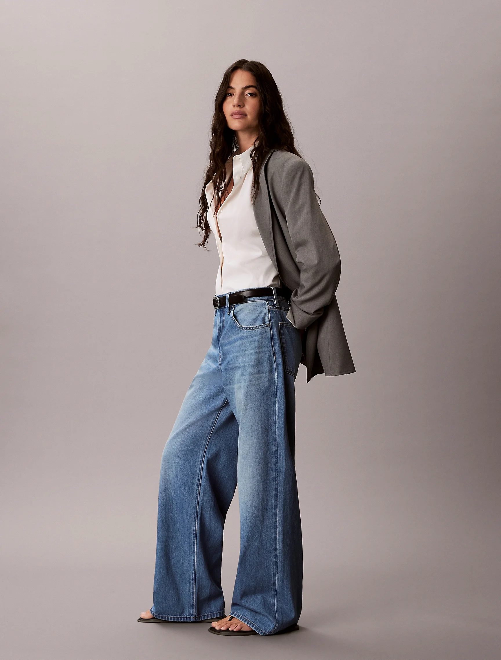 CK JEANS Quần Jeans Nữ The Wide Leg Eco Cool Soft Ind