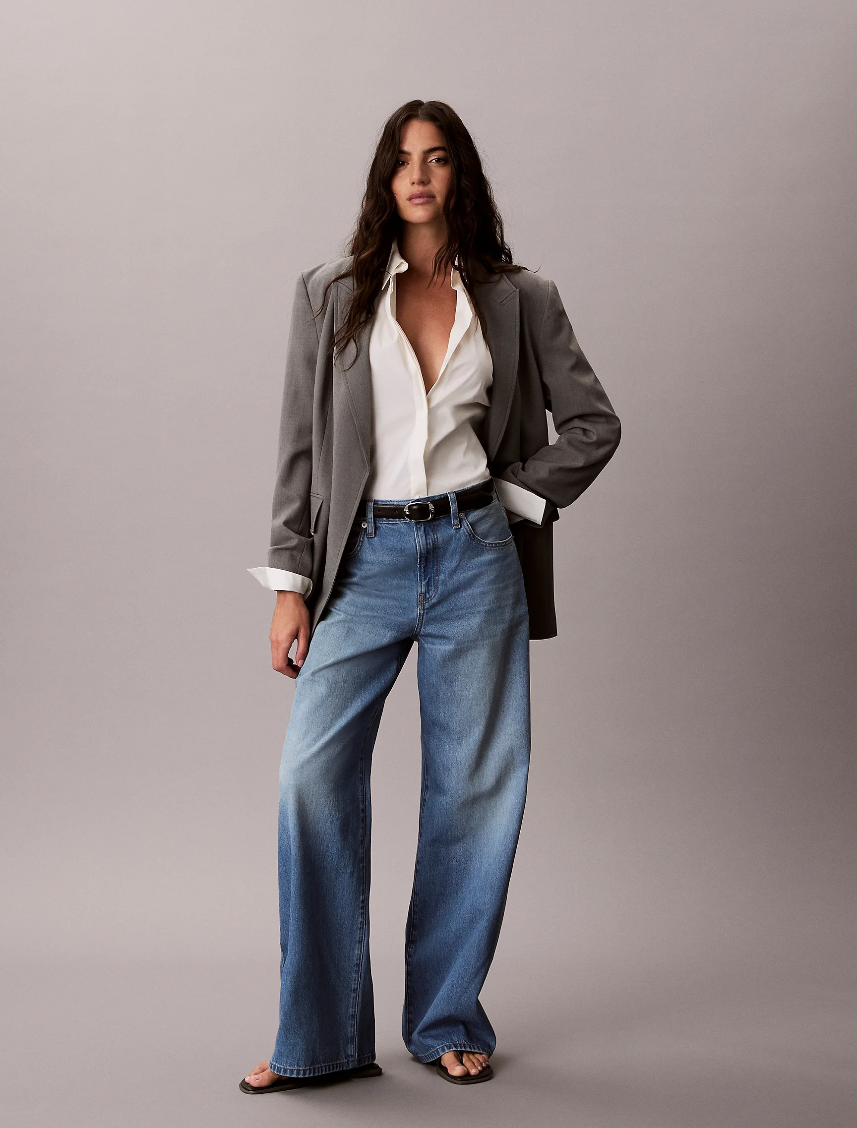 CK JEANS Quần Jeans Nữ The Wide Leg Eco Cool Soft Ind