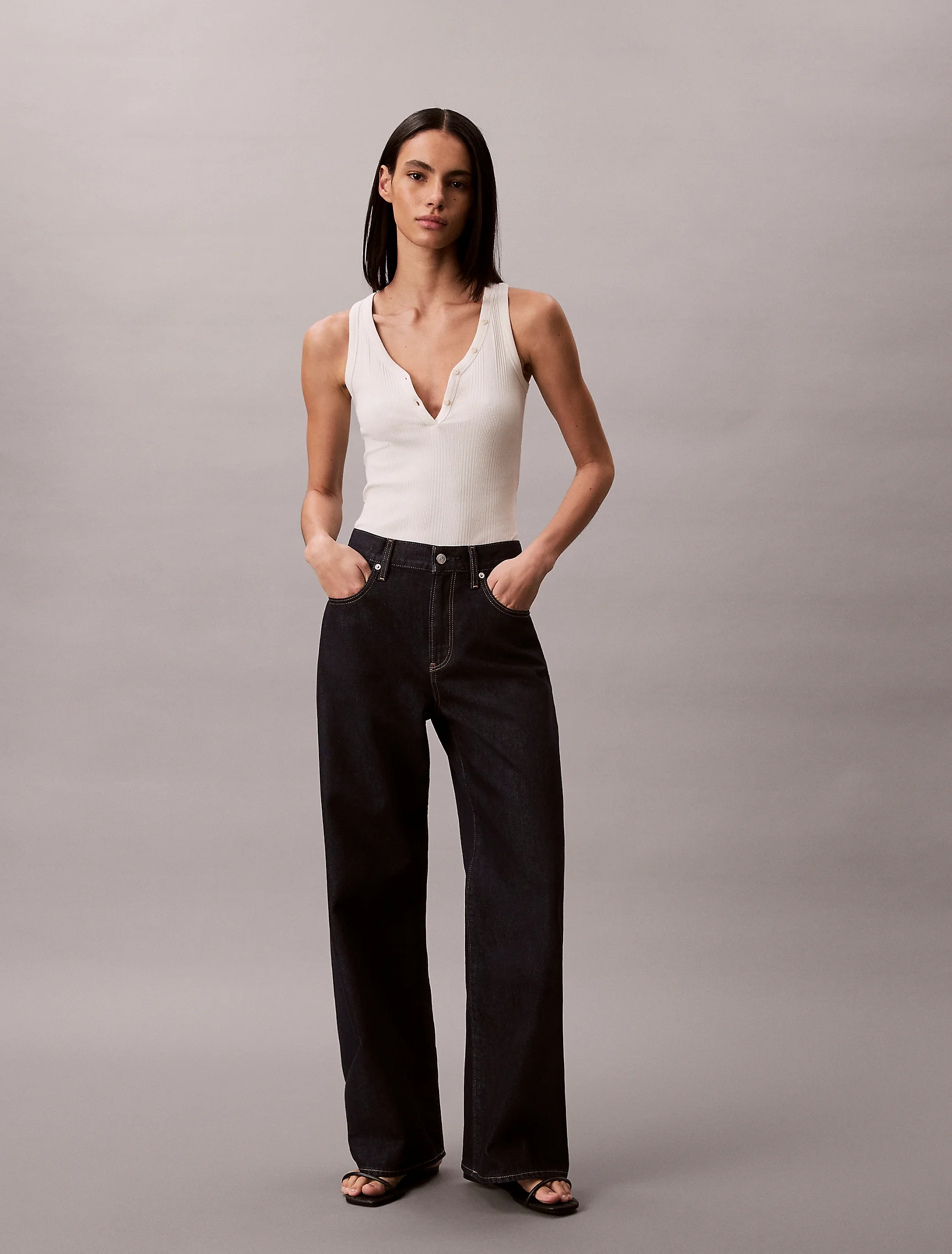 CK JEANS Quần Jeans Nữ Eco Cool Wide Leg Jeans