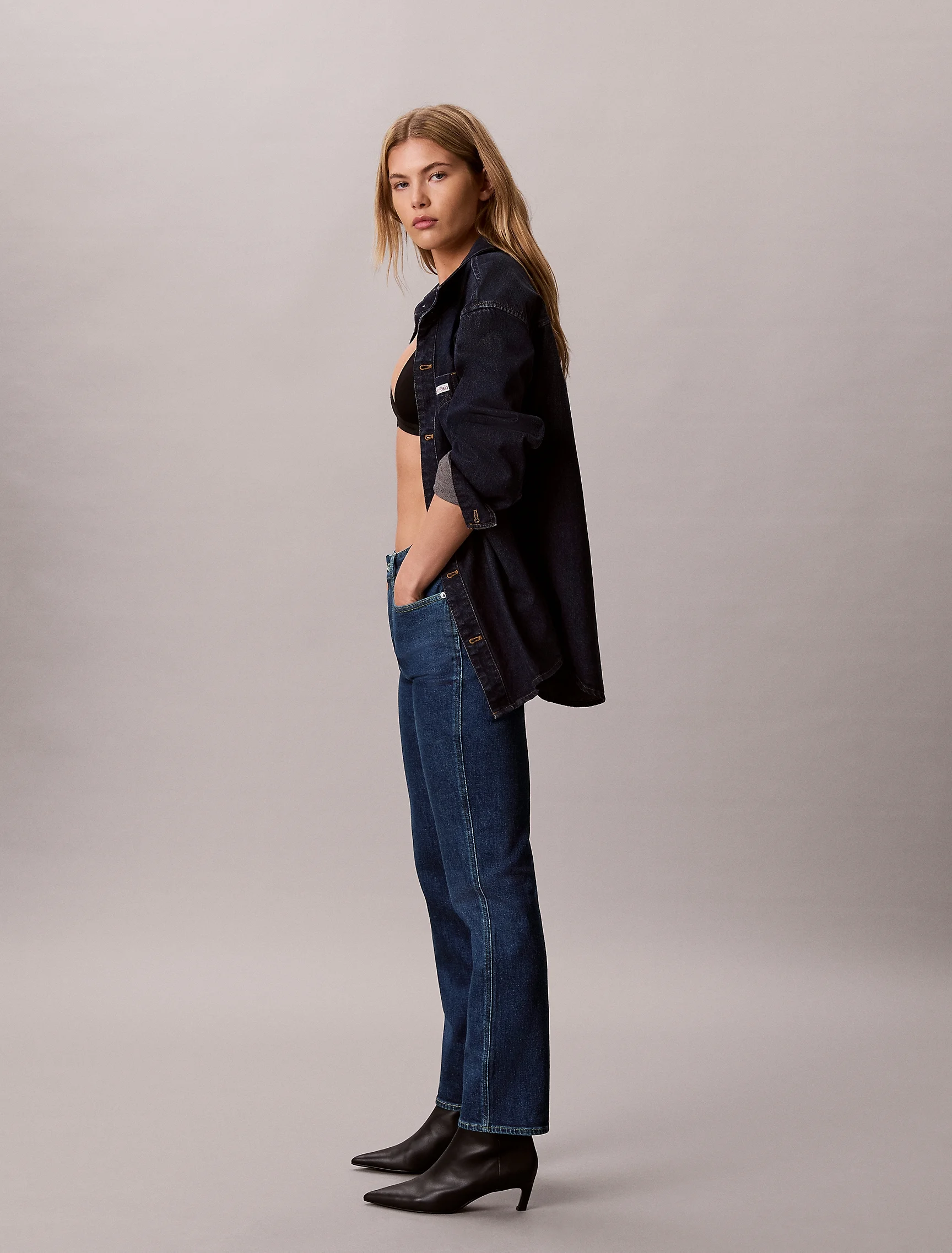 CK JEANS Quần Jeans Nữ Archive High Rise Slim Jean