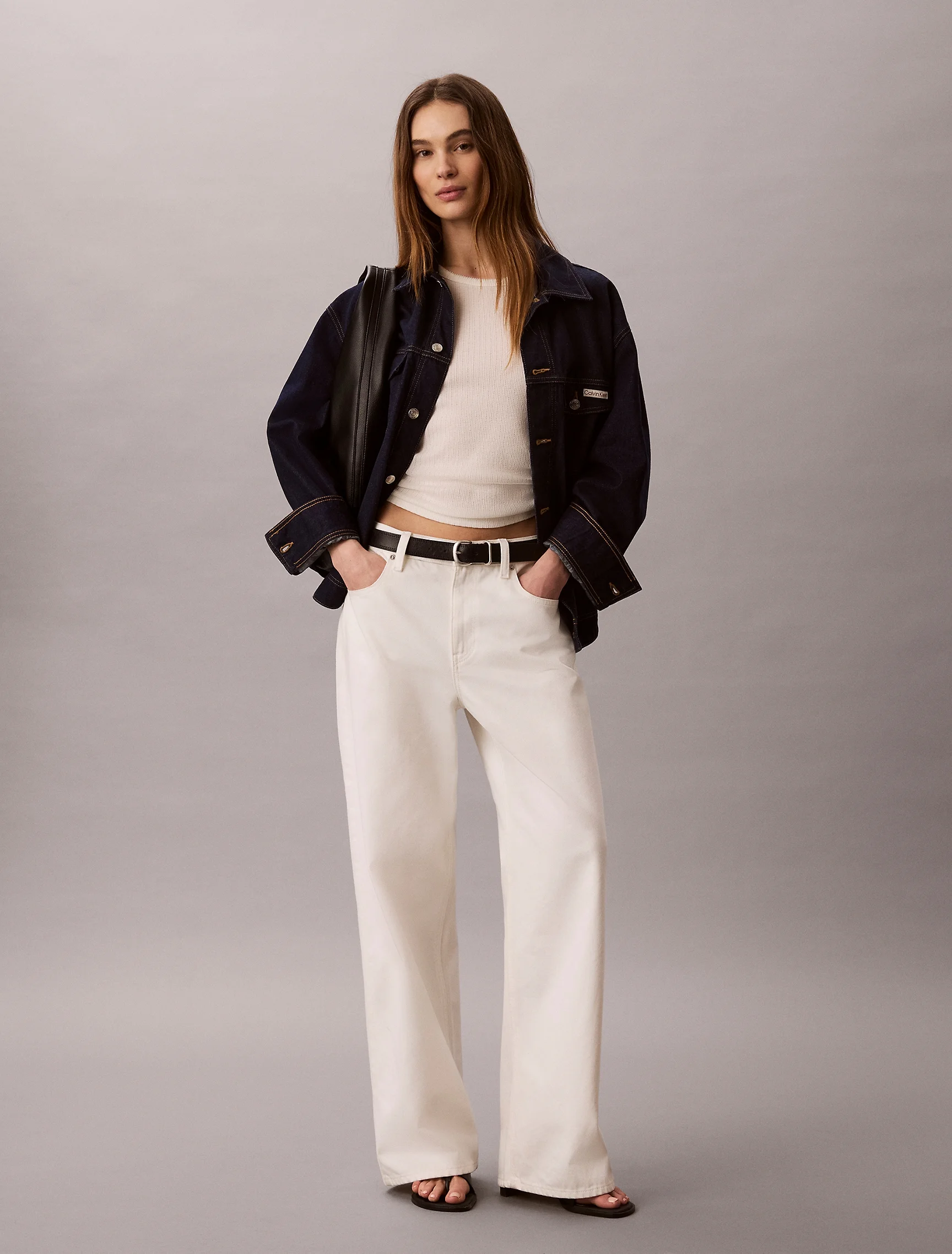 CK JEANS Áo Khoác Nữ Denim Cinched Belted Jacket