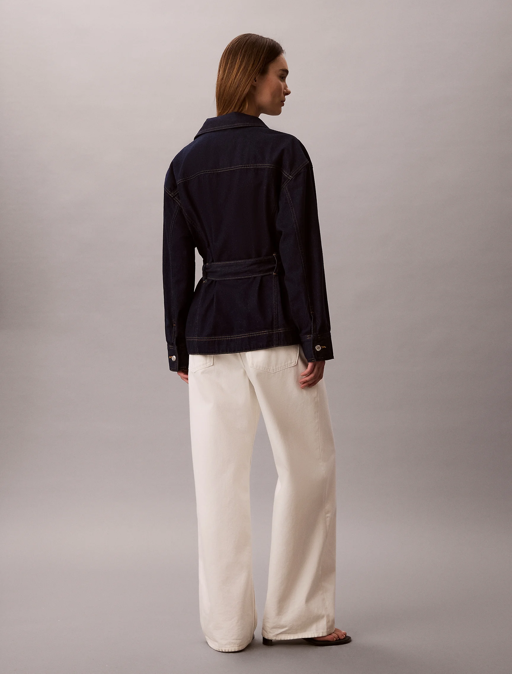 CK JEANS Áo Khoác Nữ Denim Cinched Belted Jacket