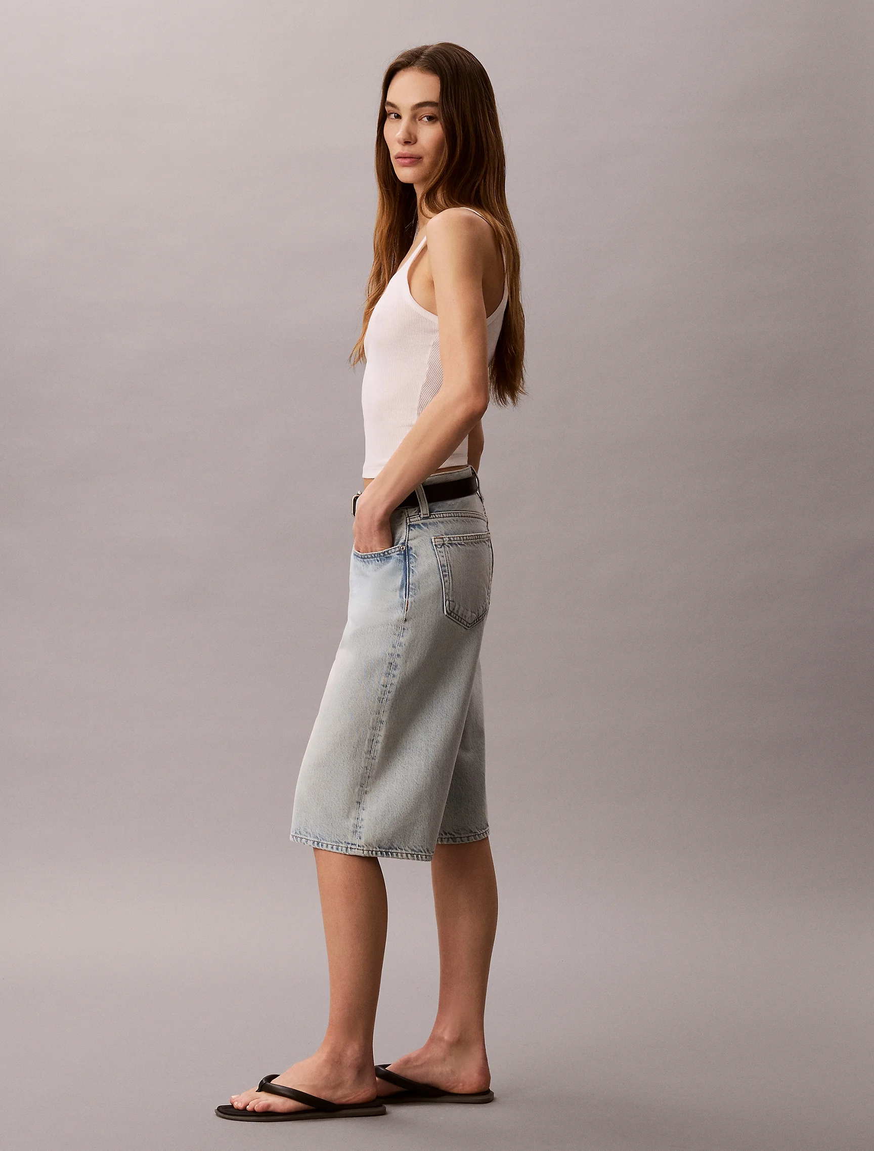 CK JEANS Quần Ngắn Nữ Long Tencel Short Ryder
