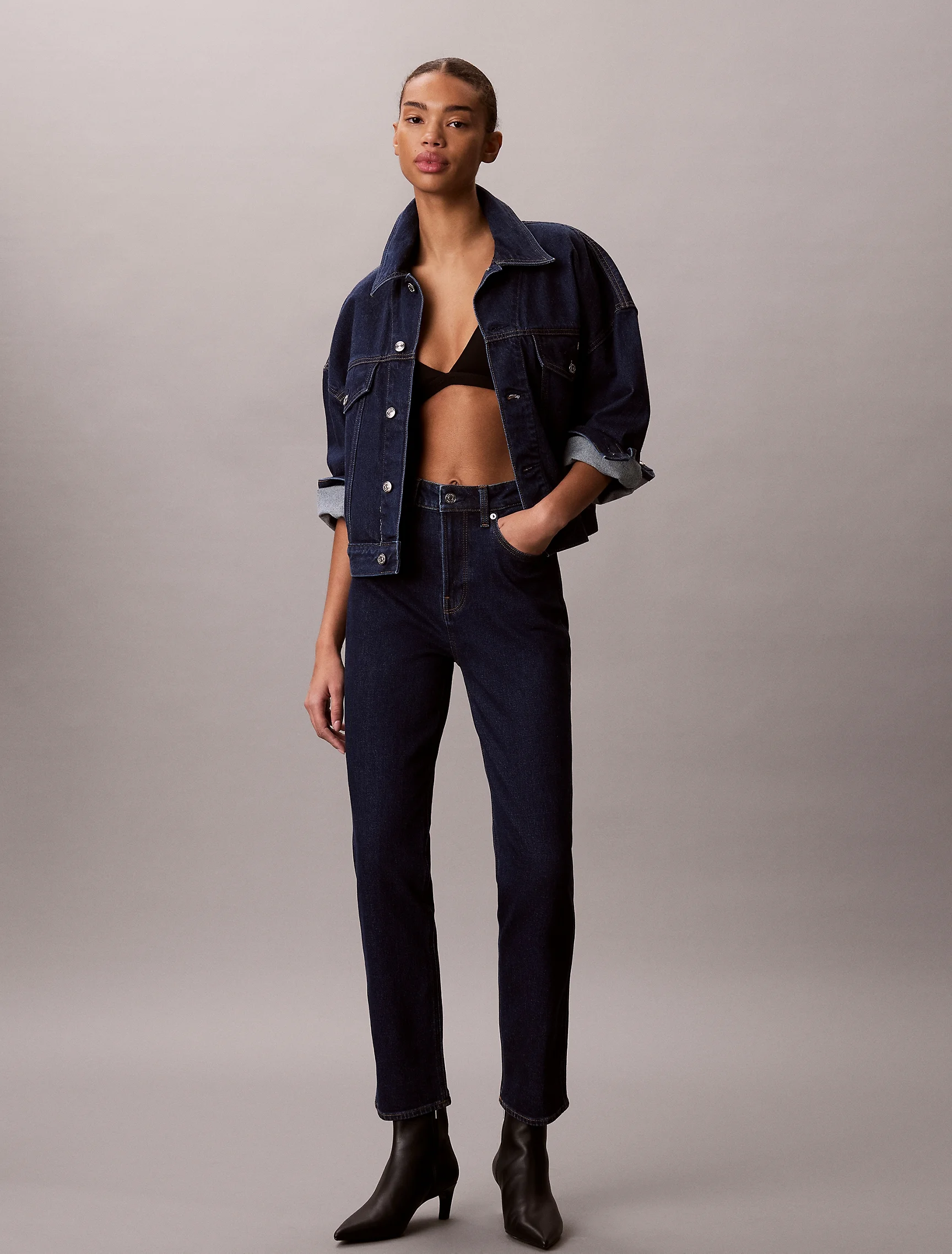 CK JEANS Áo Khoác Nữ Relaxed Trucker True Indigo