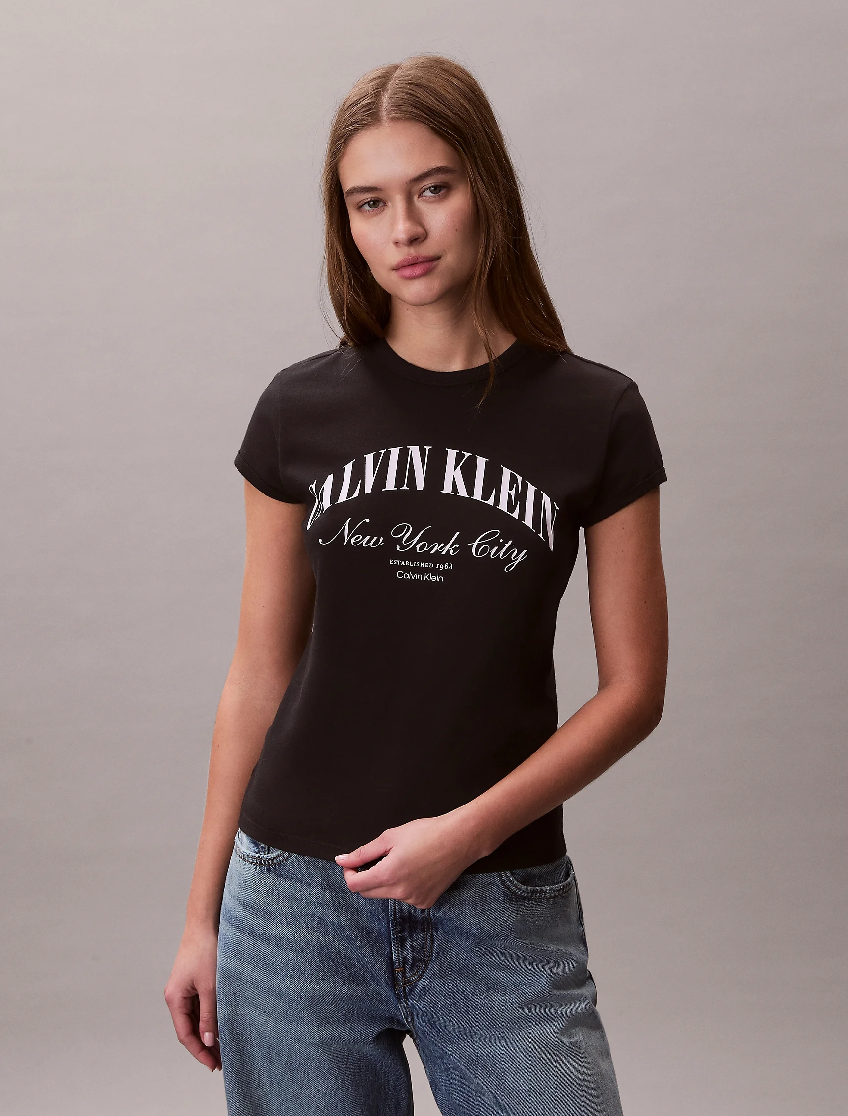 CK JEANS Áo Thun Nữ Graphic Logo Baby Tee